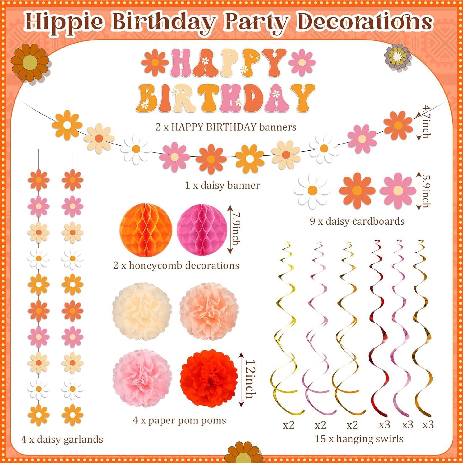 Decoraciones de Fiesta Bohemias Groovy Pasimy 106 Pcs