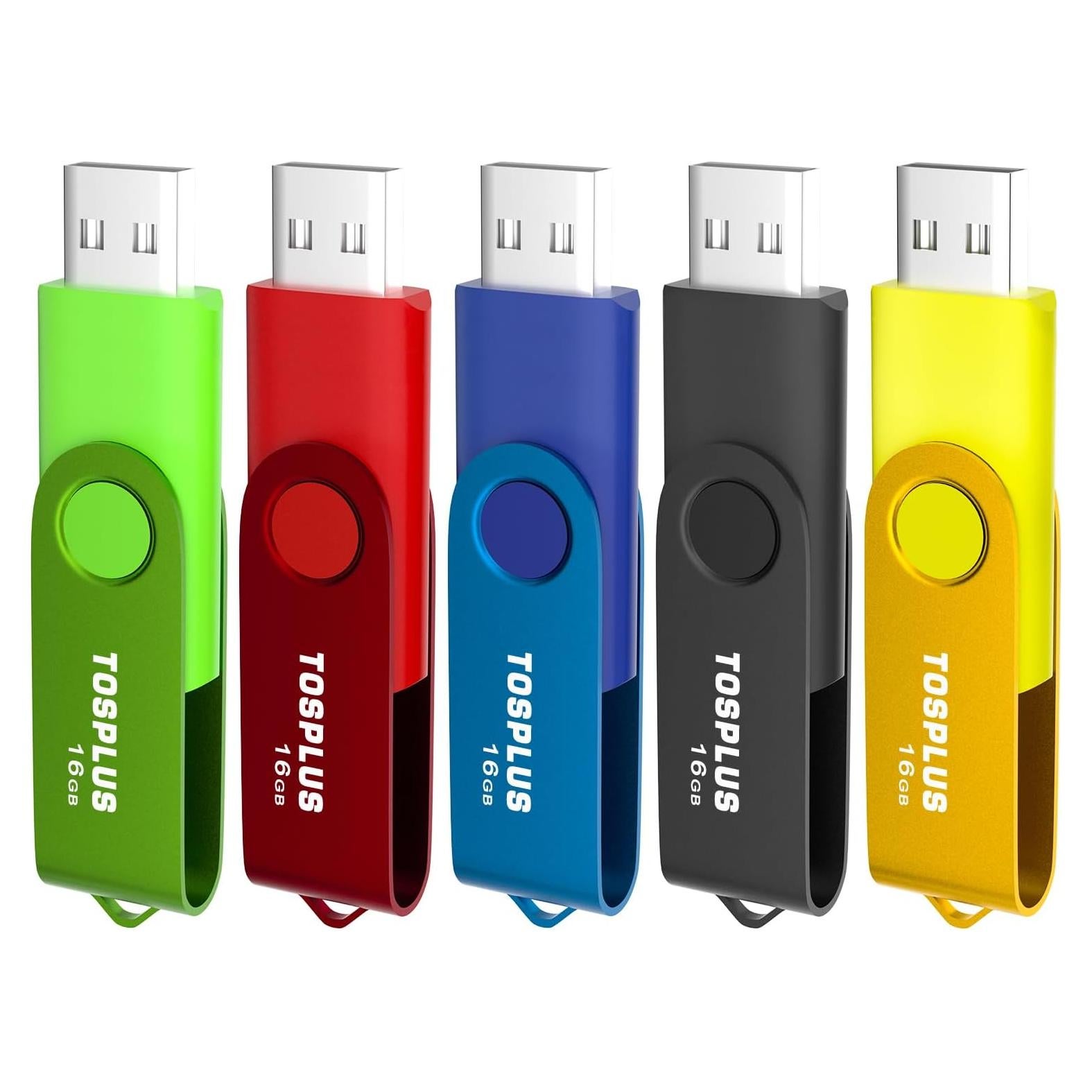 Paquete de 5 Unidades Flash USB 16GB TOSPLUS Giratorio