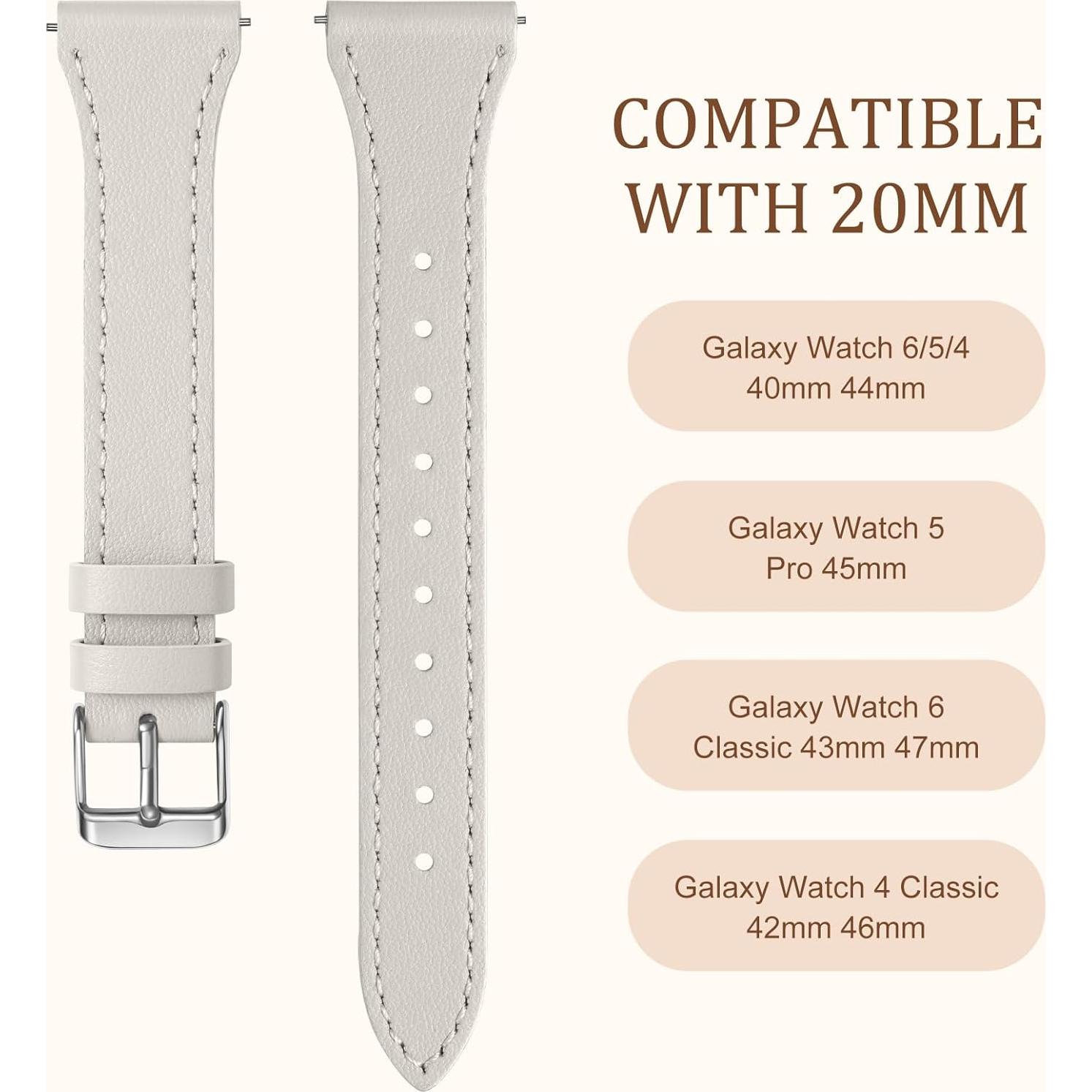 Correa de Cuero 20mm GEAK para Galaxy Watch 7/6/5/4/Active 2