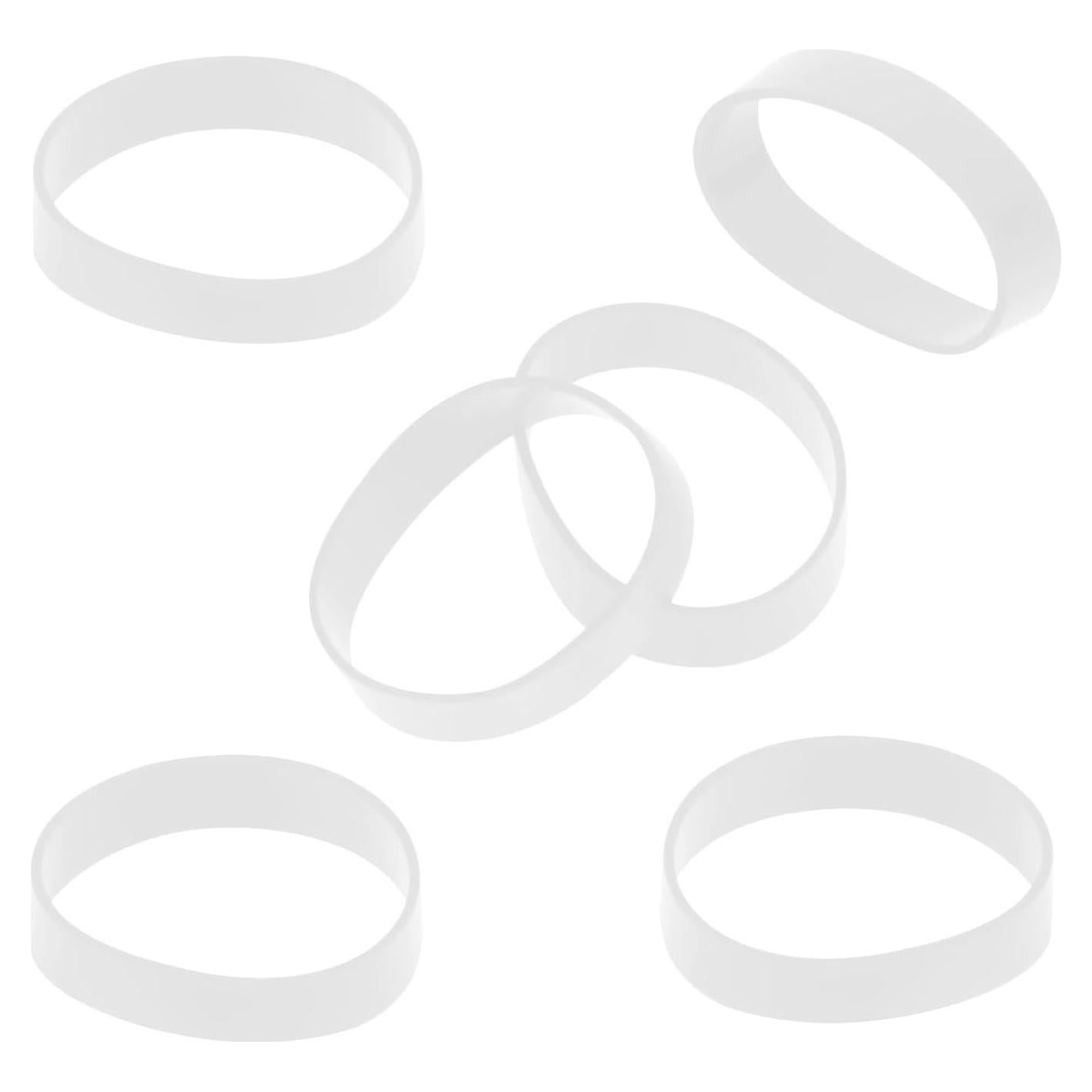 ONLYKXY 100 Pieces Silicone Cable Ties 17mm/0.66inch Diameter Flat Rubber Bands Elastic Reusable Thick Rubber Rings Supplies for School Home or Office Elasticity Coil Ring (White)