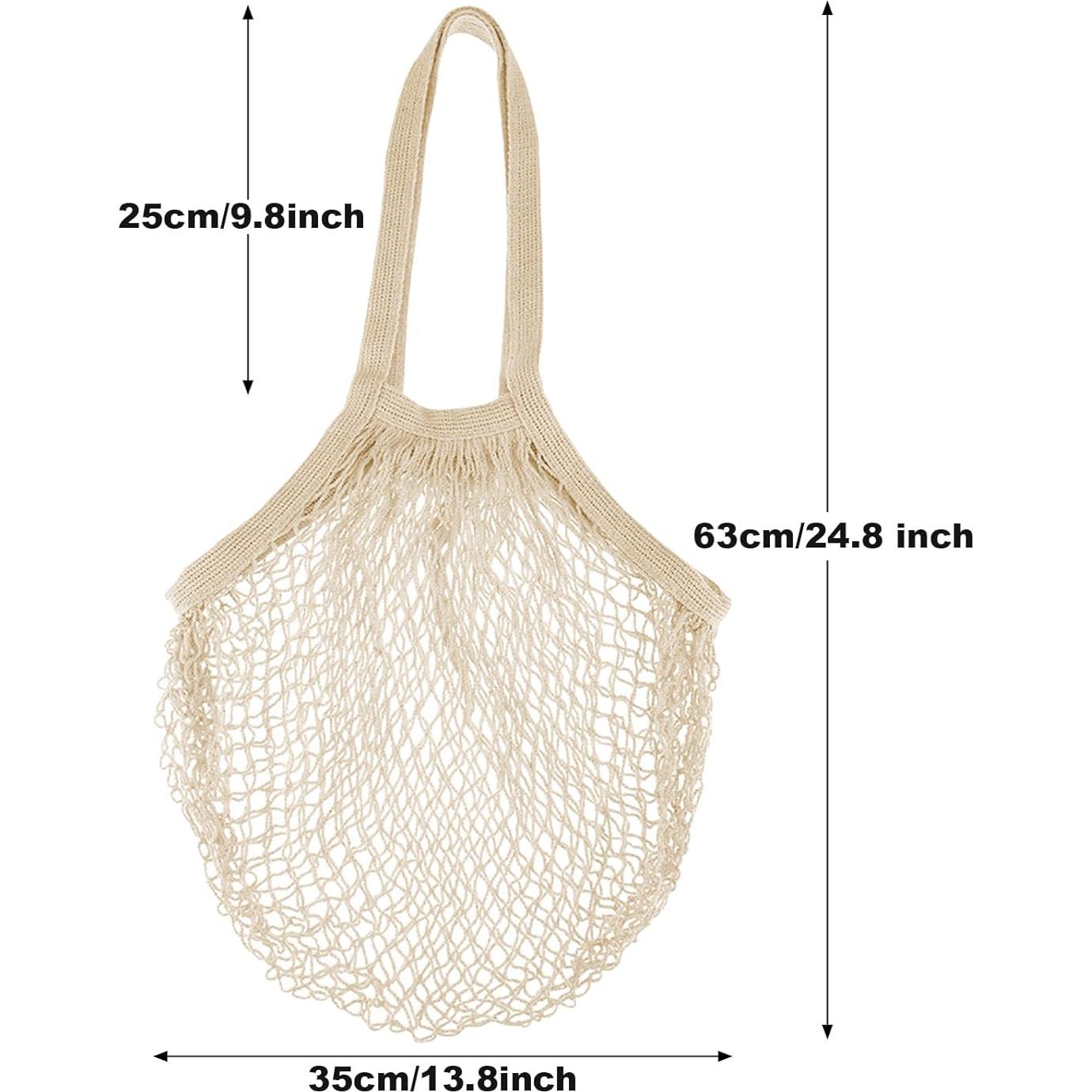 Paquete de 3 Bolsas de Malla de Algodón Reutilizables Beige