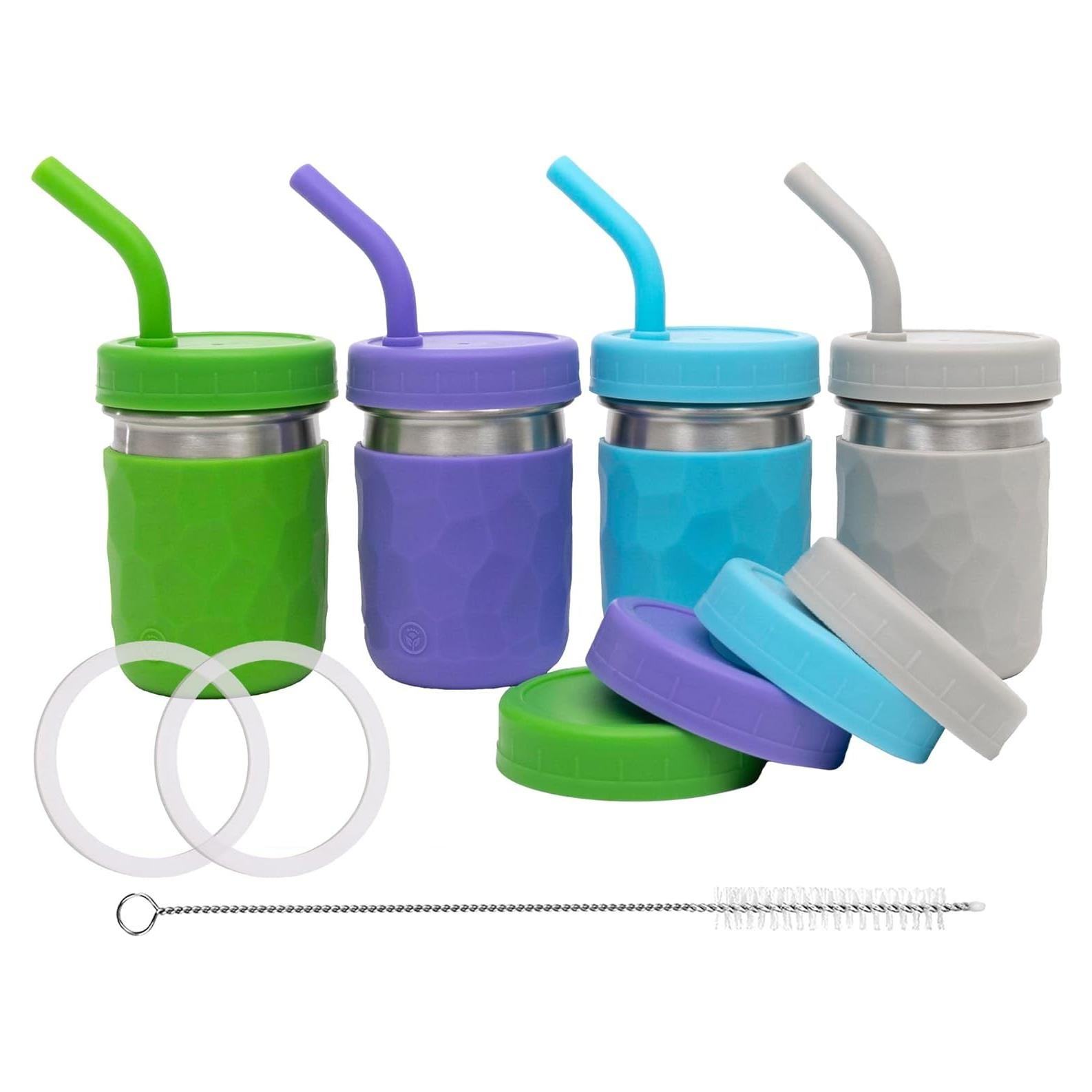 Tazas de Bebida 2-en-1 WeeSprout para Niños 8 oz Acero Inoxidable