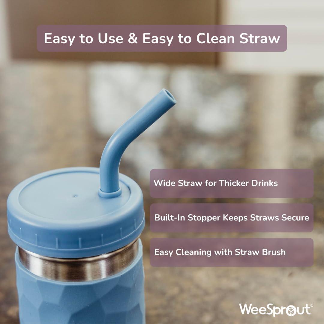 Tazas de Bebida 2-en-1 WeeSprout para Niños 8 oz Acero Inoxidable