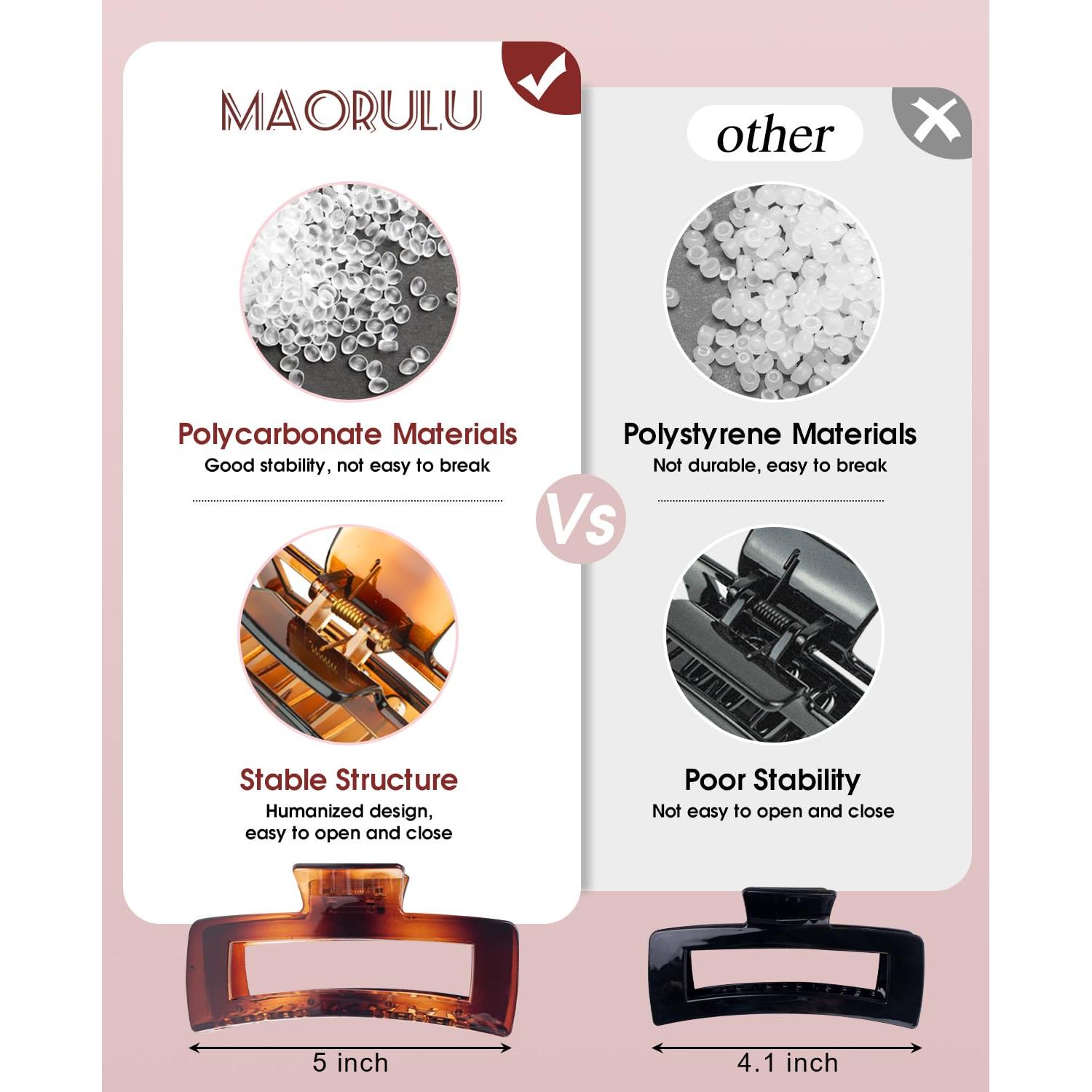 Paquete de 4 Pinzas para el Cabello Extra Grande Maorulu 12.7 cm