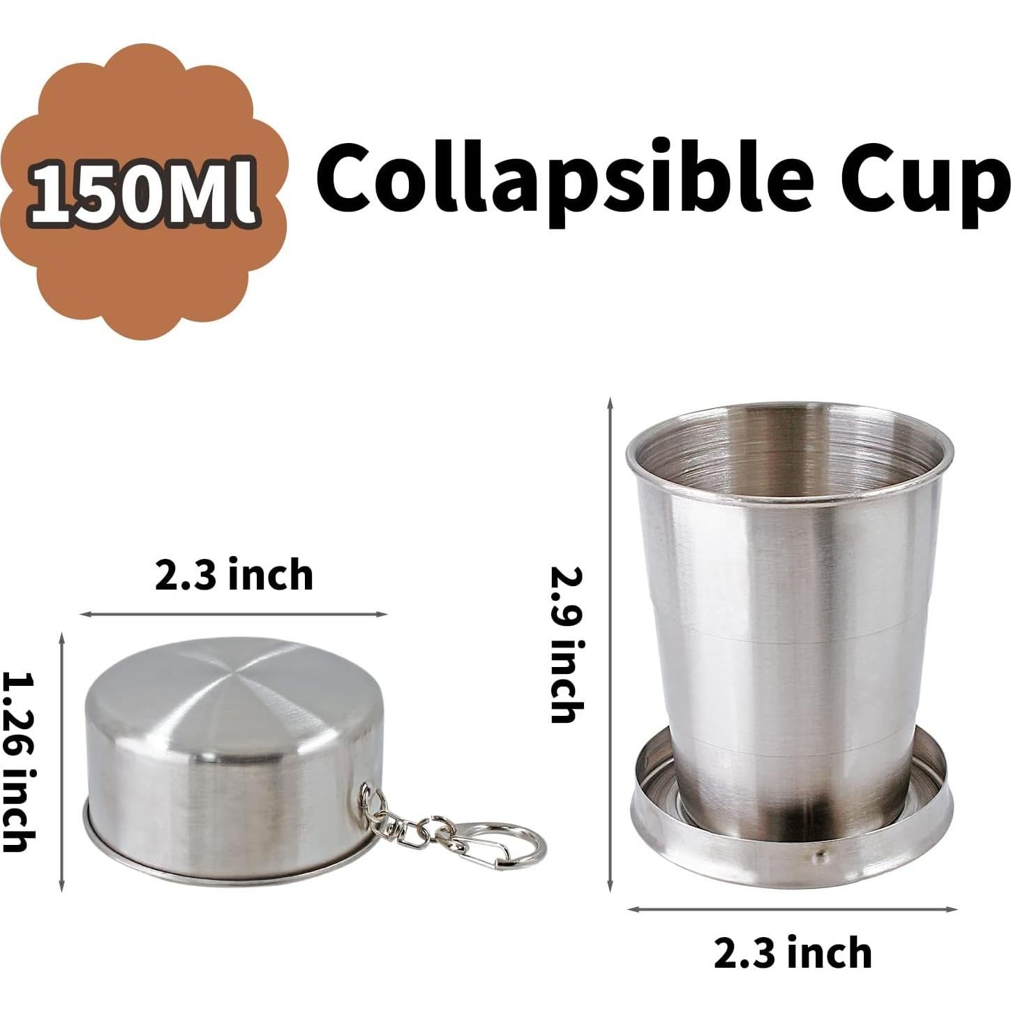 Taza de Viaje Plegable Litoexpe 150ml Acero Inoxidable