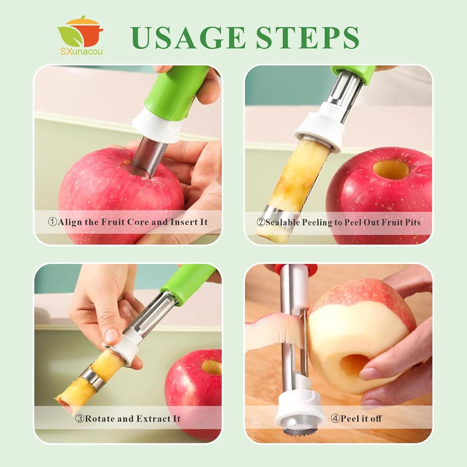 Pelador de Frutas y Verduras SXunacou Verde 2-en-1 Acero Inoxidable