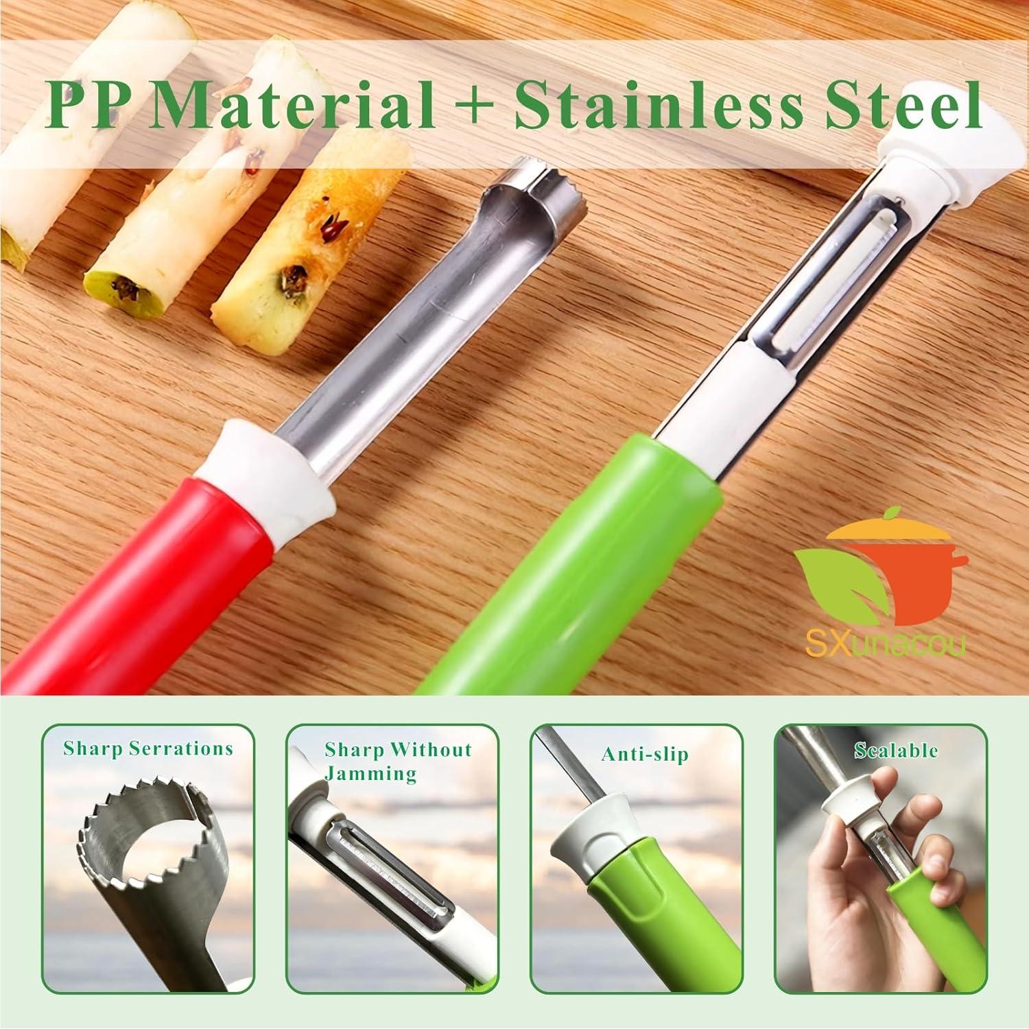 Pelador de Frutas y Verduras SXunacou Verde 2-en-1 Acero Inoxidable