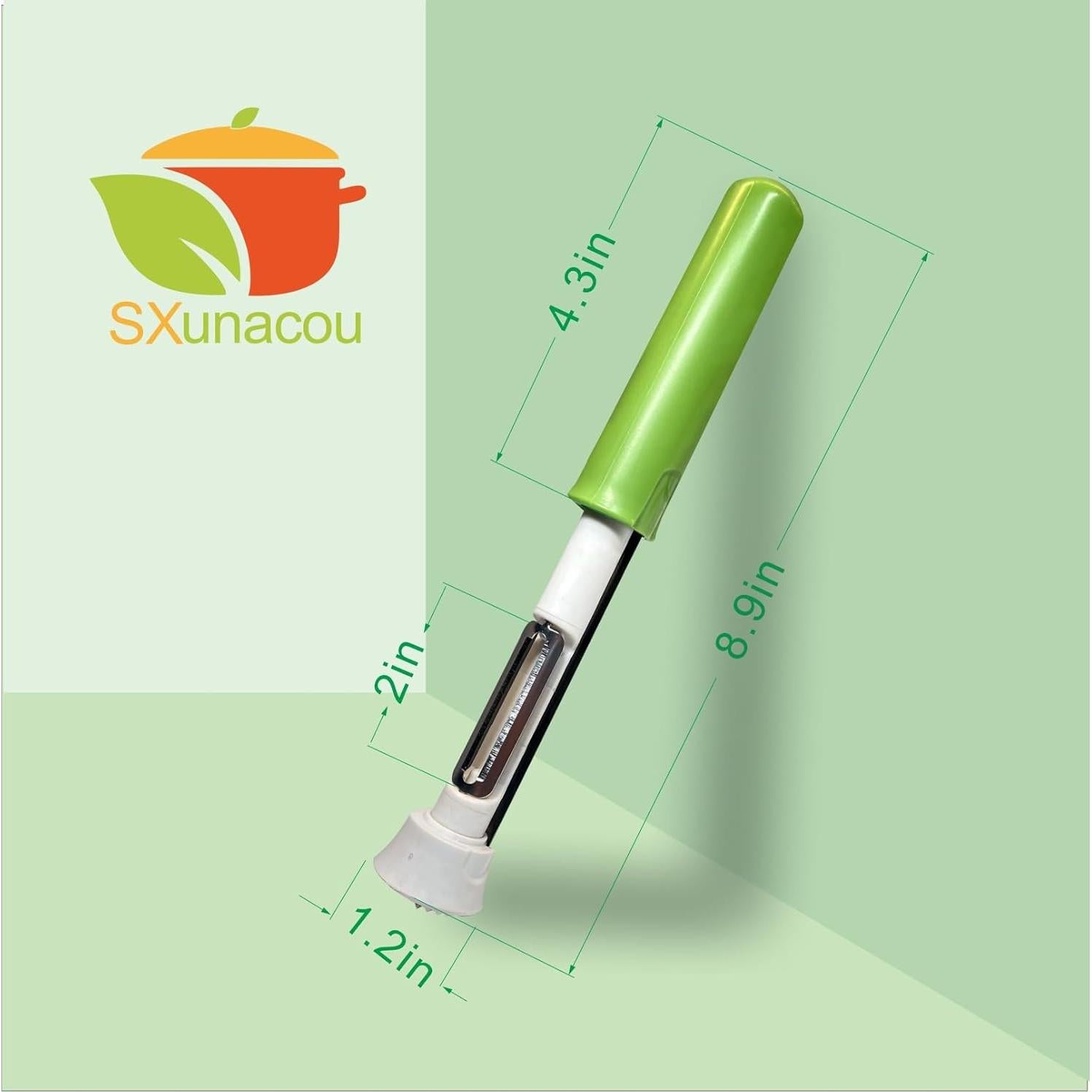 Pelador de Frutas y Verduras SXunacou Verde 2-en-1 Acero Inoxidable