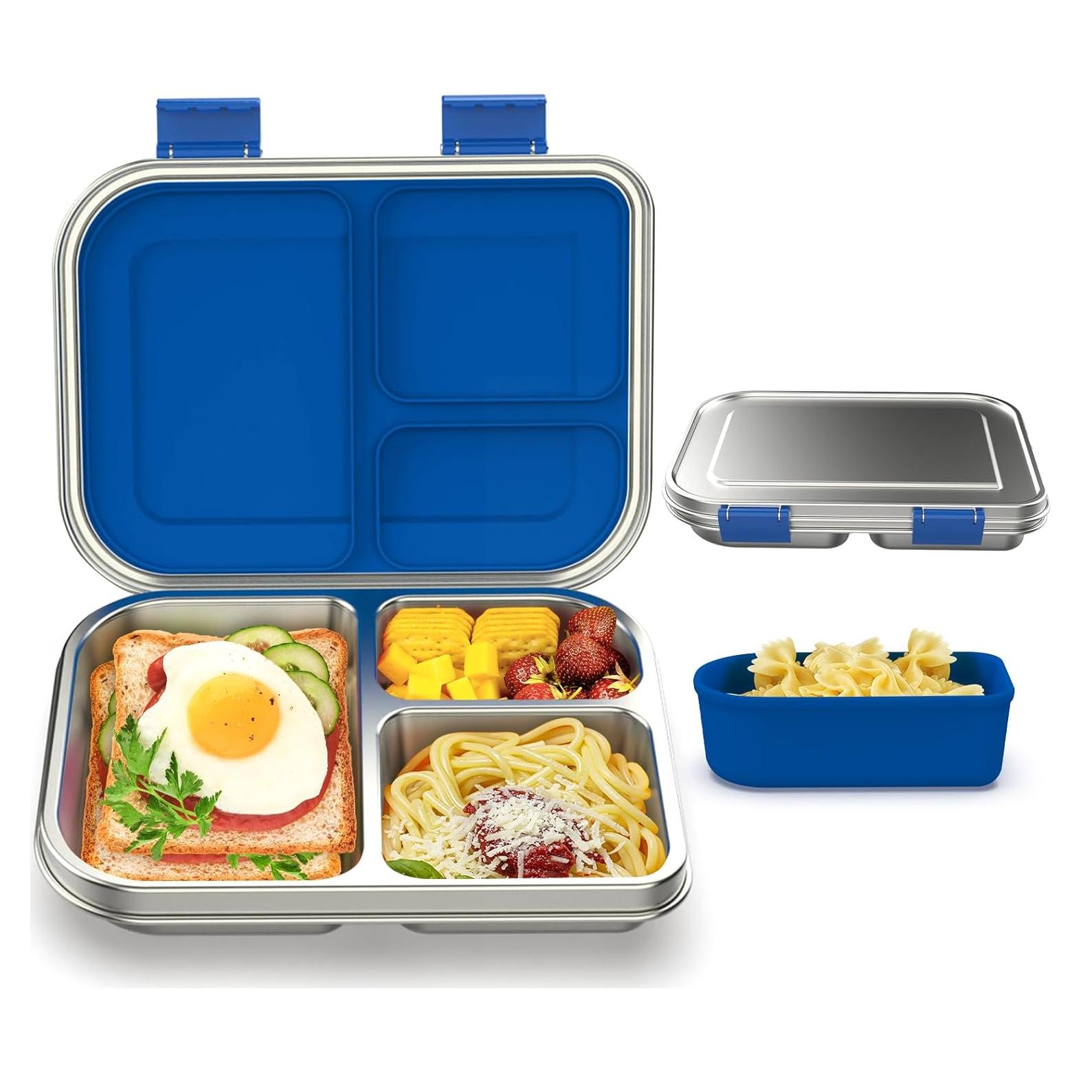 Caja Bento Acero Inoxidable BABHAMNESS 900ml 3 Compartimentos Azul