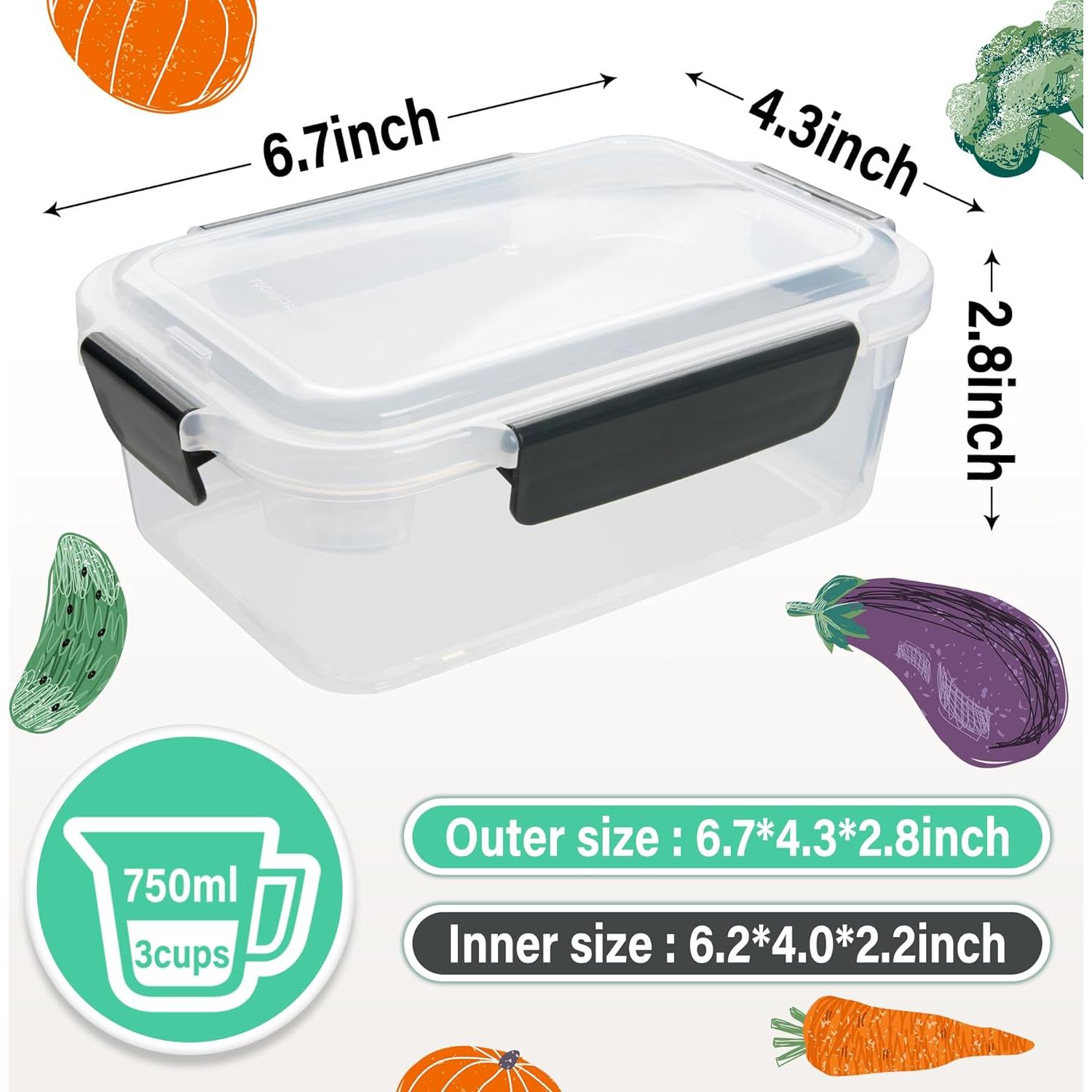 Contenedores de Almacenamiento YORY 3 Tazas 5-Pack Rectangulares