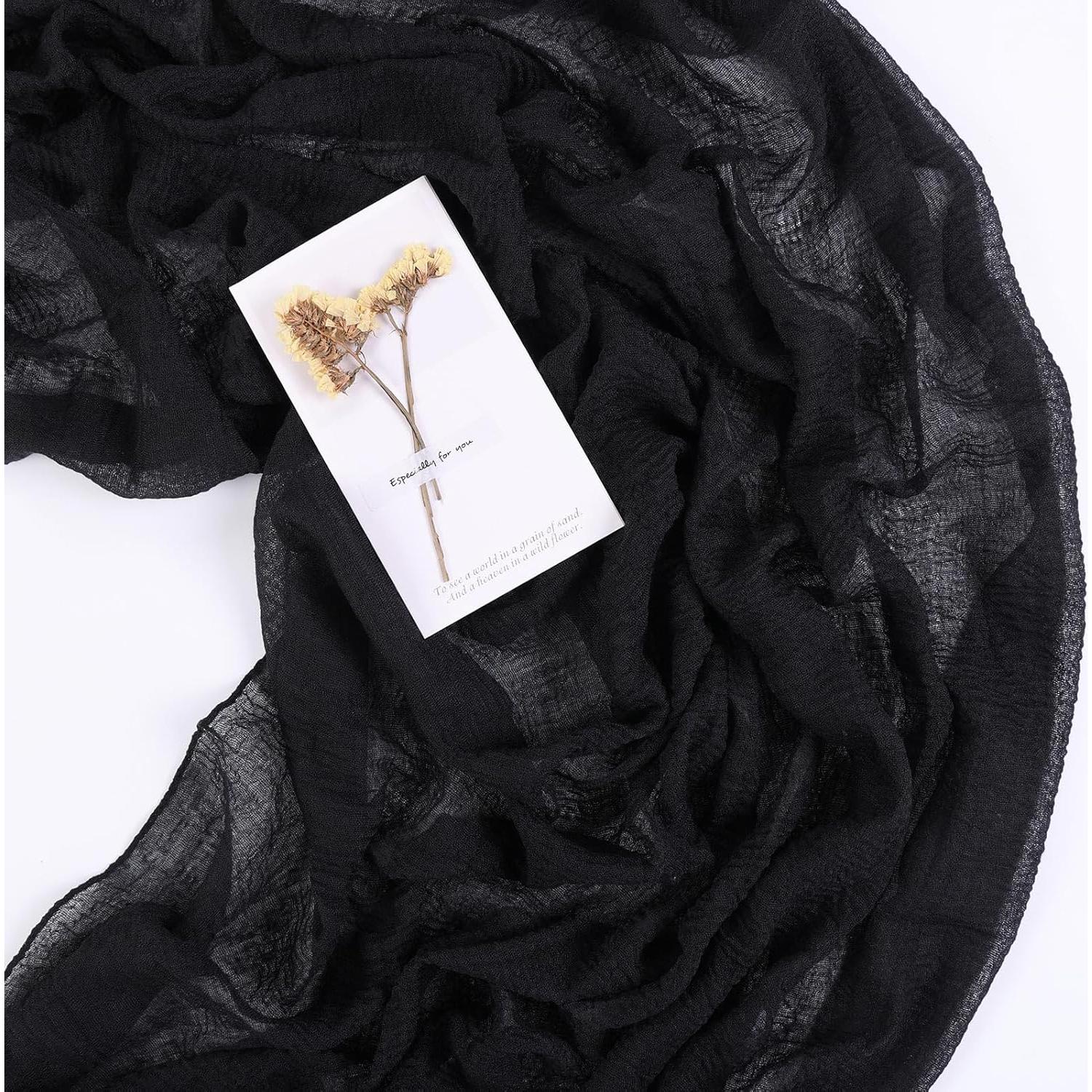 Caminito de Mesa de Tela de Queso Boho Negro 35x305 cm