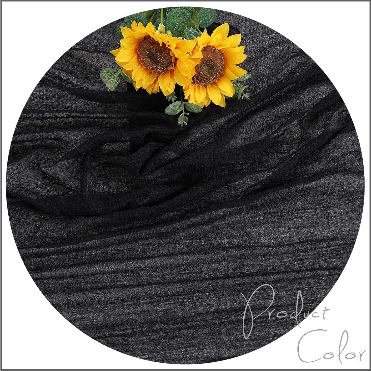 Caminito de Mesa de Tela de Queso Boho Negro 35x305 cm