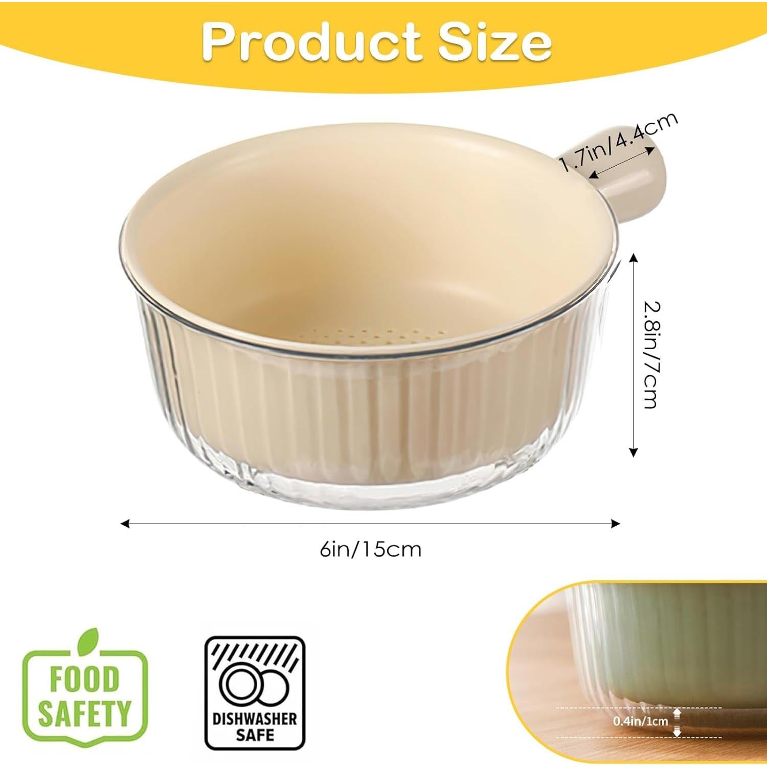 Juego de Coladores Pequeños Iensen 2 Piezas Beige 20.1x15.2 cm