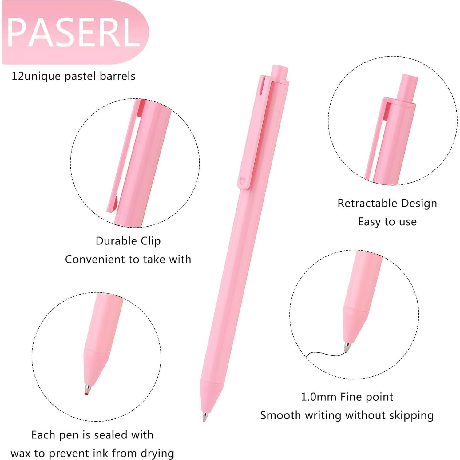 Bolígrafos de Punta Fina WY WENYUAN - 12 Pcs Tinta Negra 1.0 mm