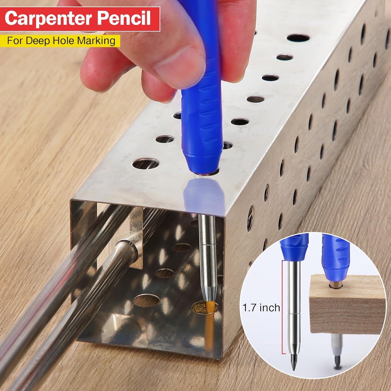 Lápiz de Carpintero Mecánico Hiboom con 14 Recargas - Punta Larga