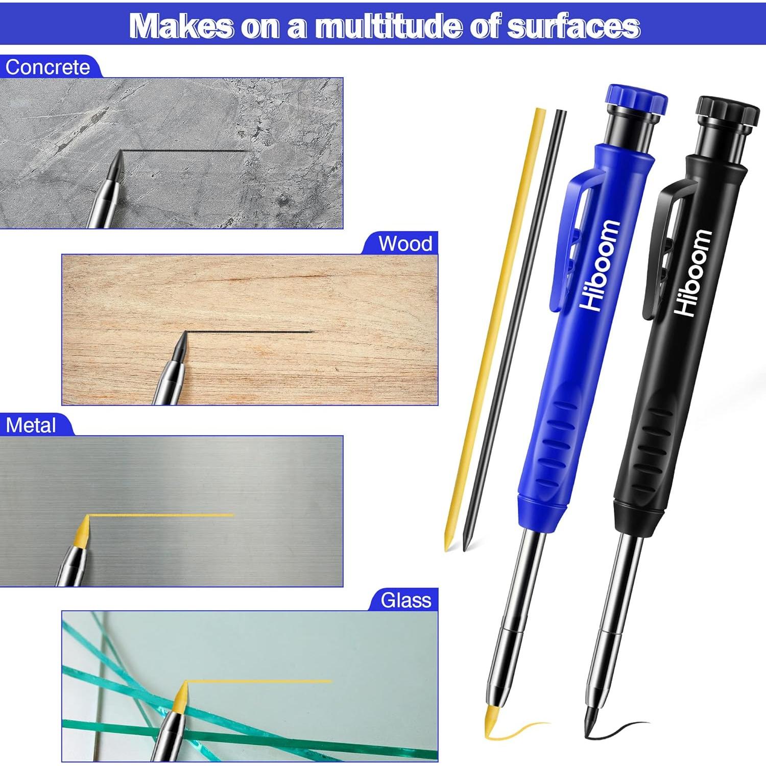 Lápiz de Carpintero Mecánico Hiboom con 14 Recargas - Punta Larga