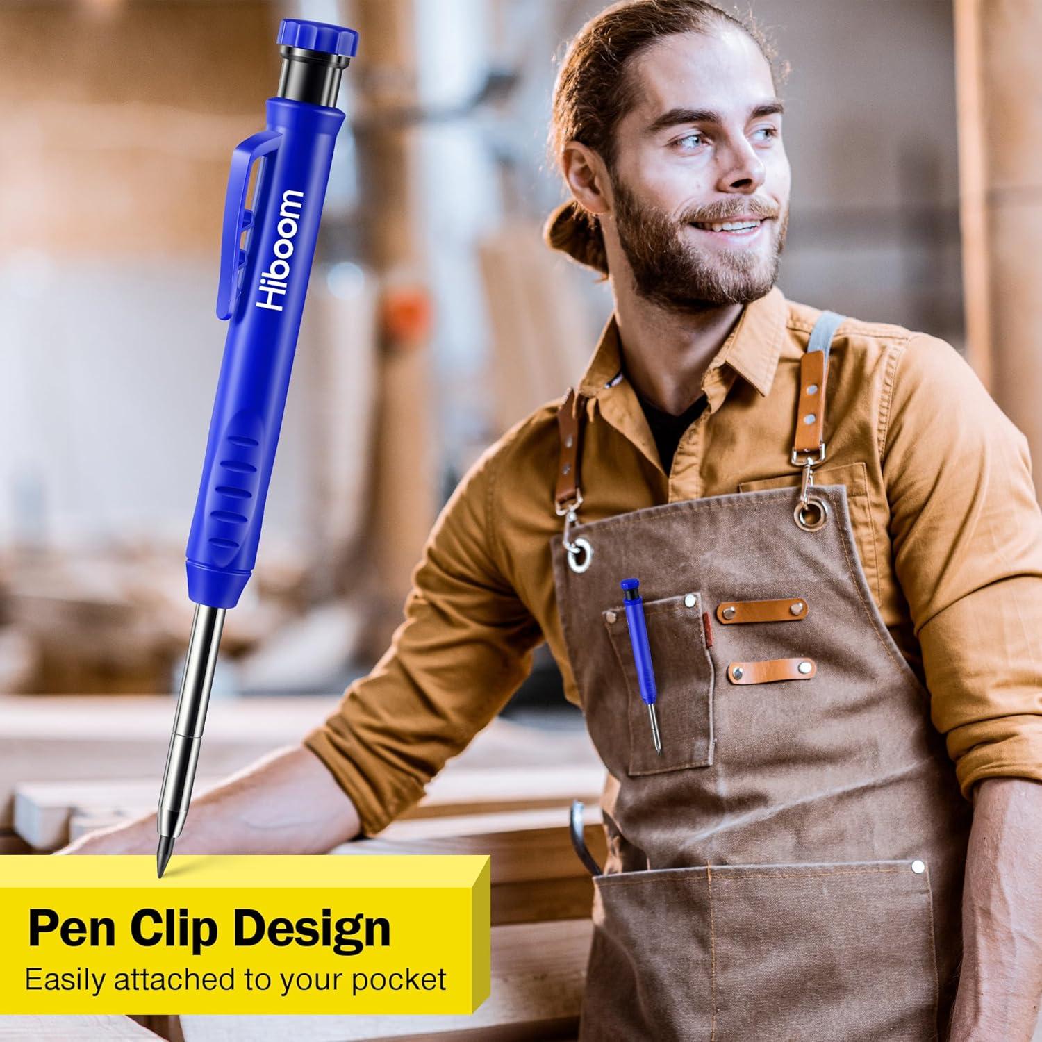 Lápiz de Carpintero Mecánico Hiboom con 14 Recargas - Punta Larga