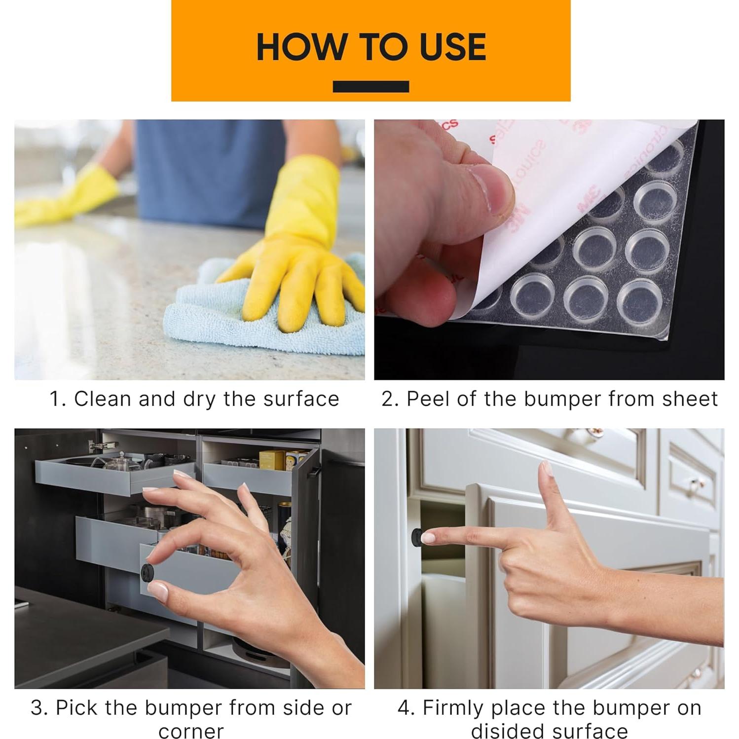 128 Topes de Puerta de Gabinete Silicona Negra Vellax