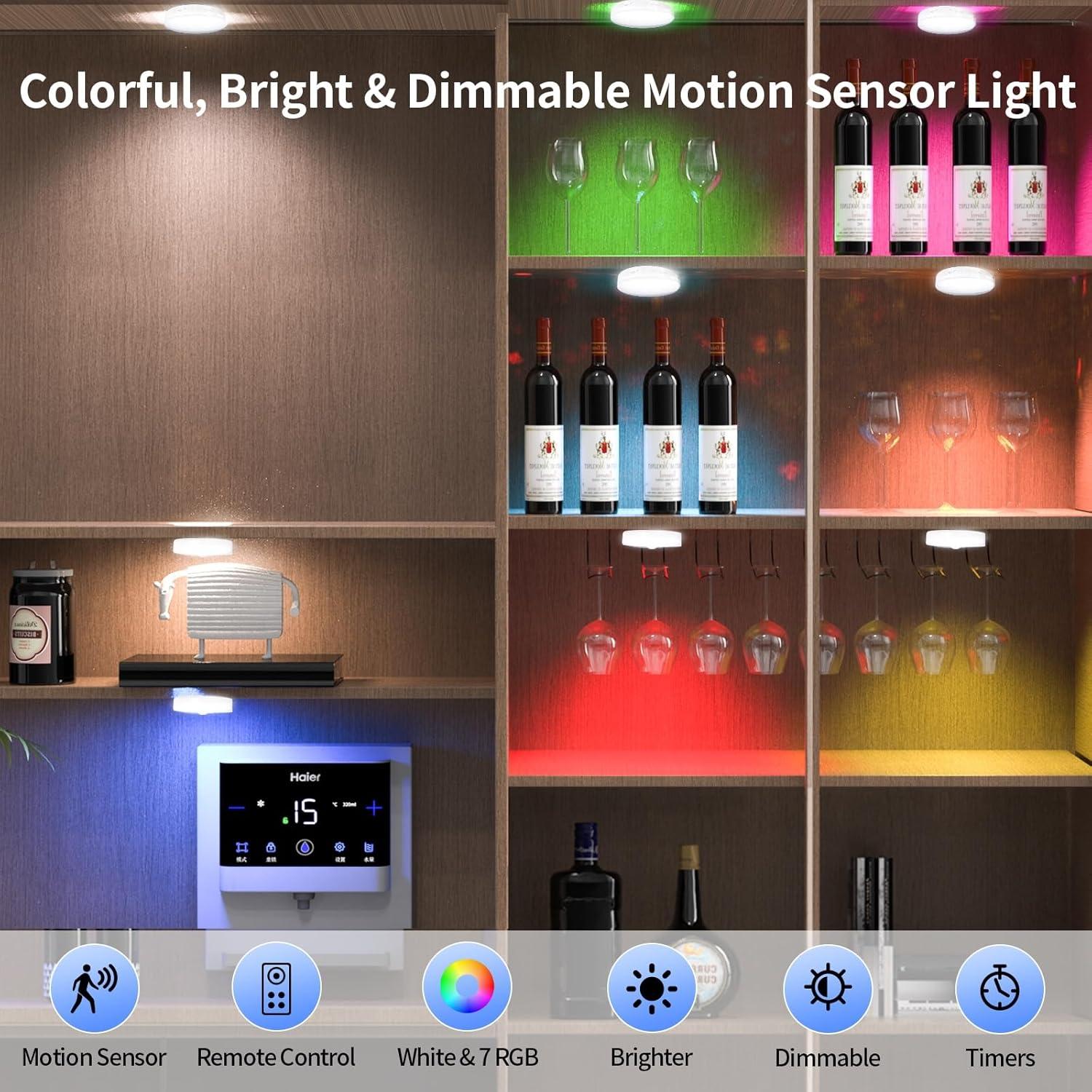 Luz LED RGB Recargable Okerich con Sensor de Movimiento 2Pack