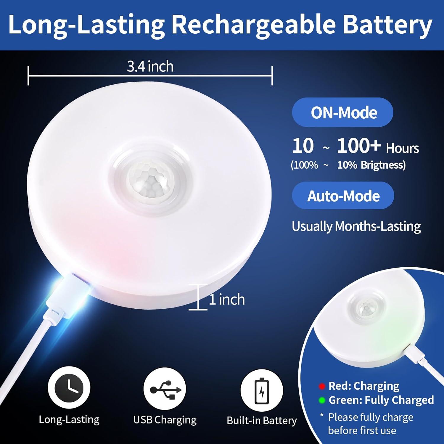 Luz LED RGB Recargable Okerich con Sensor de Movimiento 2Pack