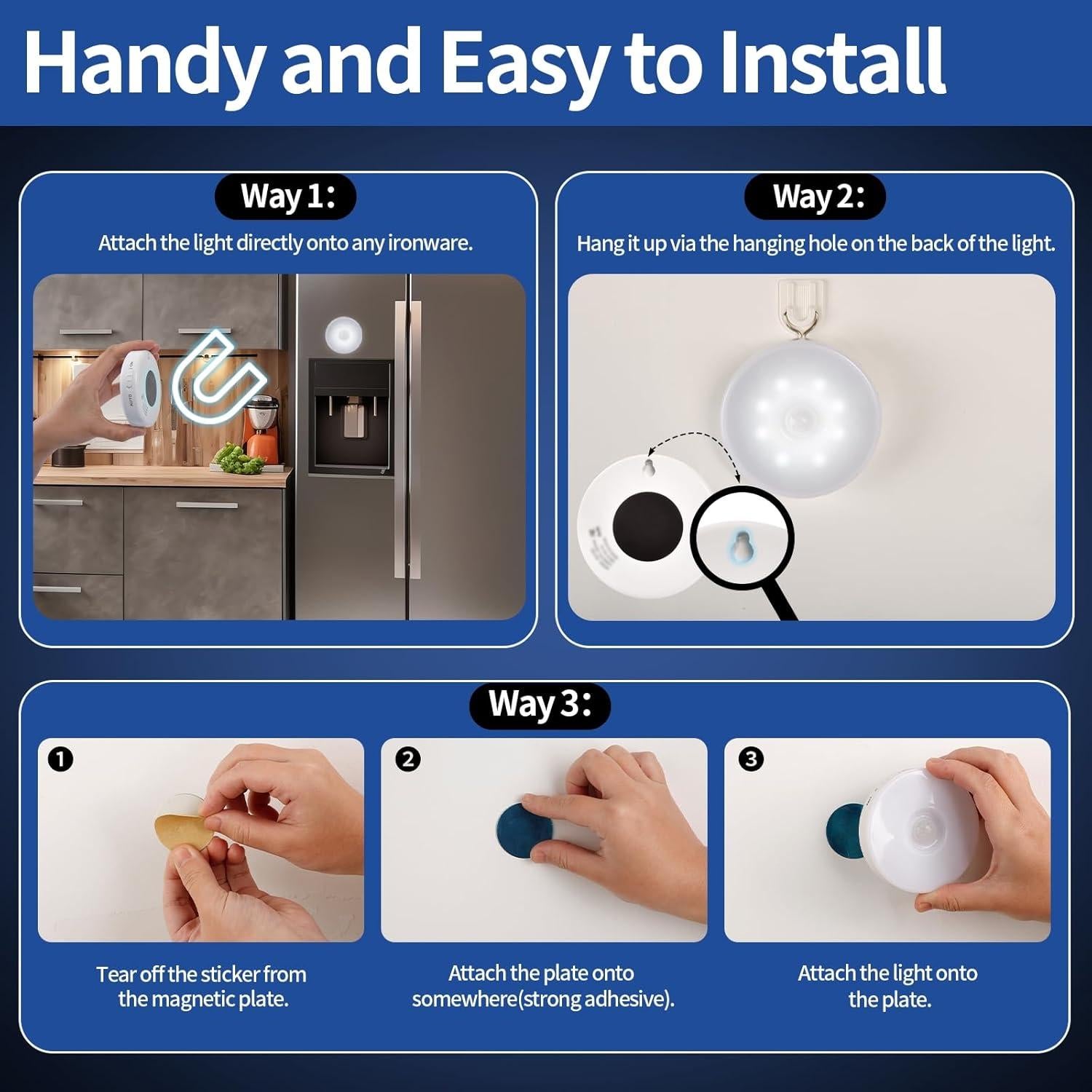 Luz LED RGB Recargable Okerich con Sensor de Movimiento 2Pack