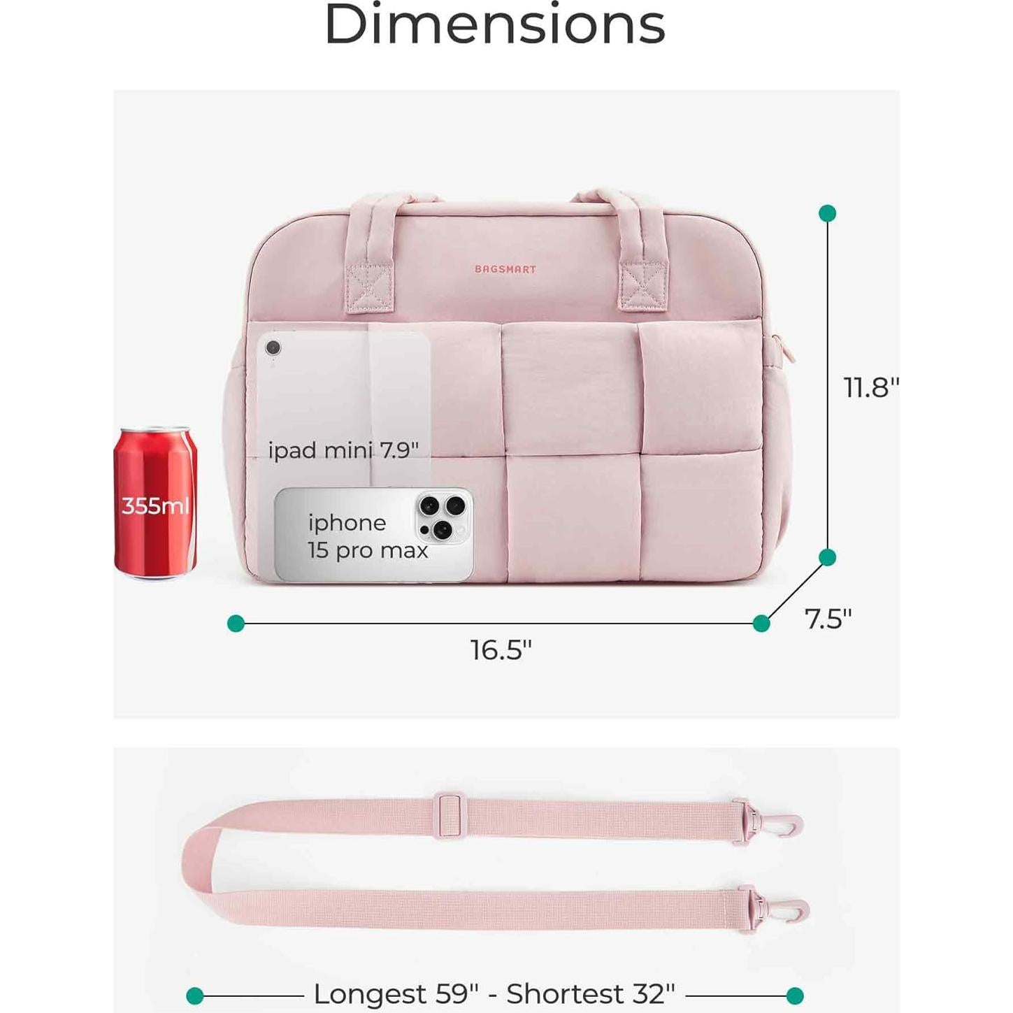 Bolsa de Gimnasio BAGSMART 24L para Mujeres Rosa Bebé