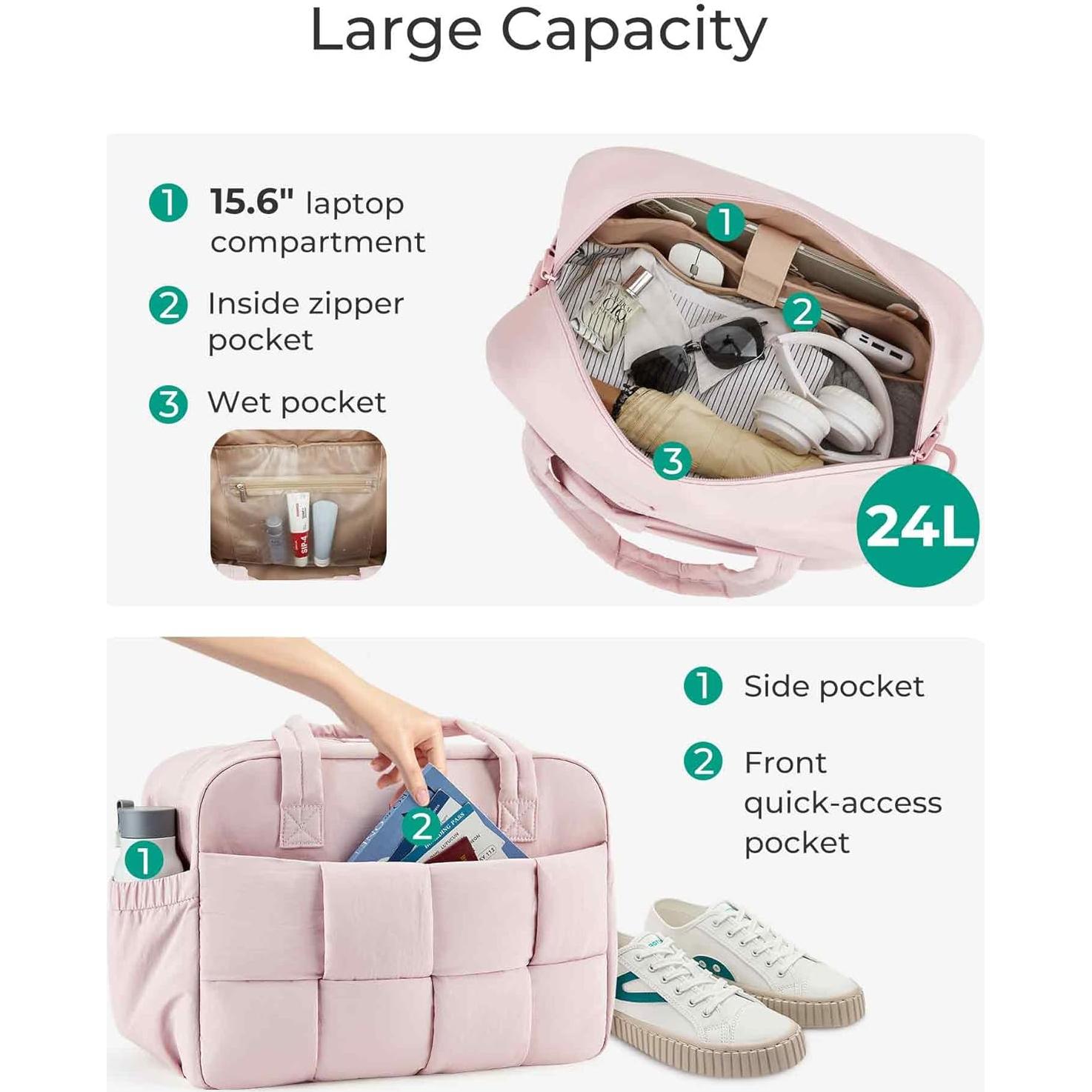 Bolsa de Gimnasio BAGSMART 24L para Mujeres Rosa Bebé