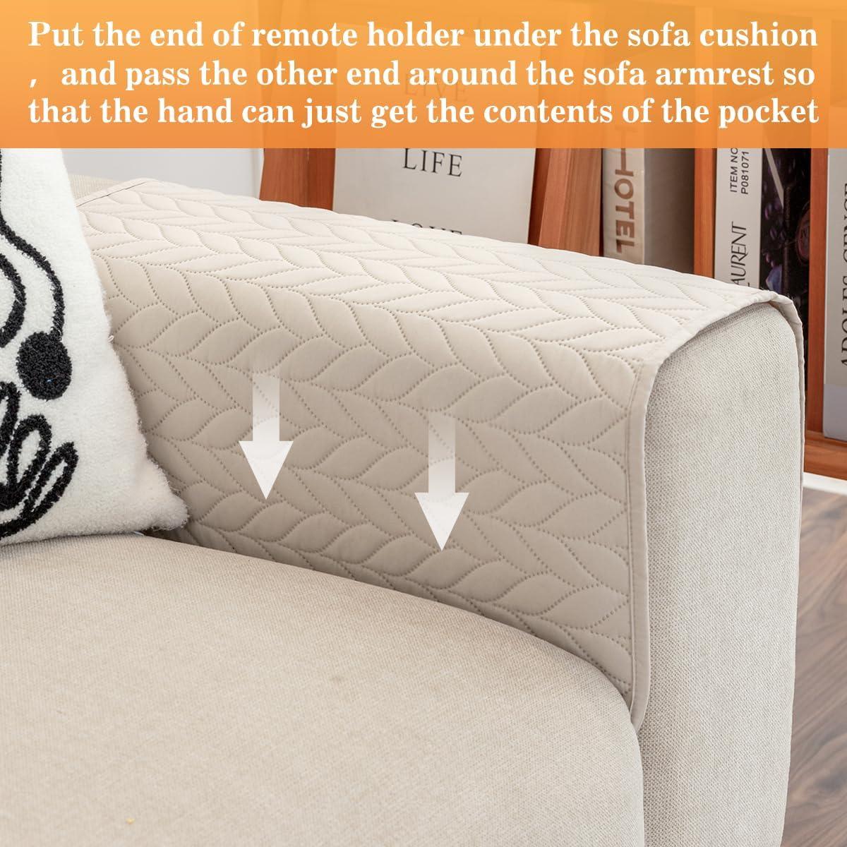 Organizador de Reposabrazos Sofá HADEEONG Beige 6 Bolsillos