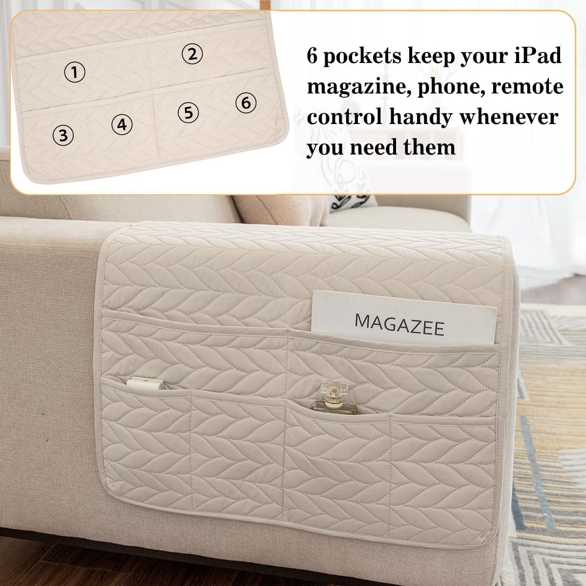 Organizador de Reposabrazos Sofá HADEEONG Beige 6 Bolsillos