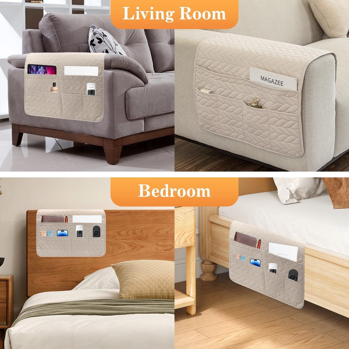 Organizador de Reposabrazos Sofá HADEEONG Beige 6 Bolsillos