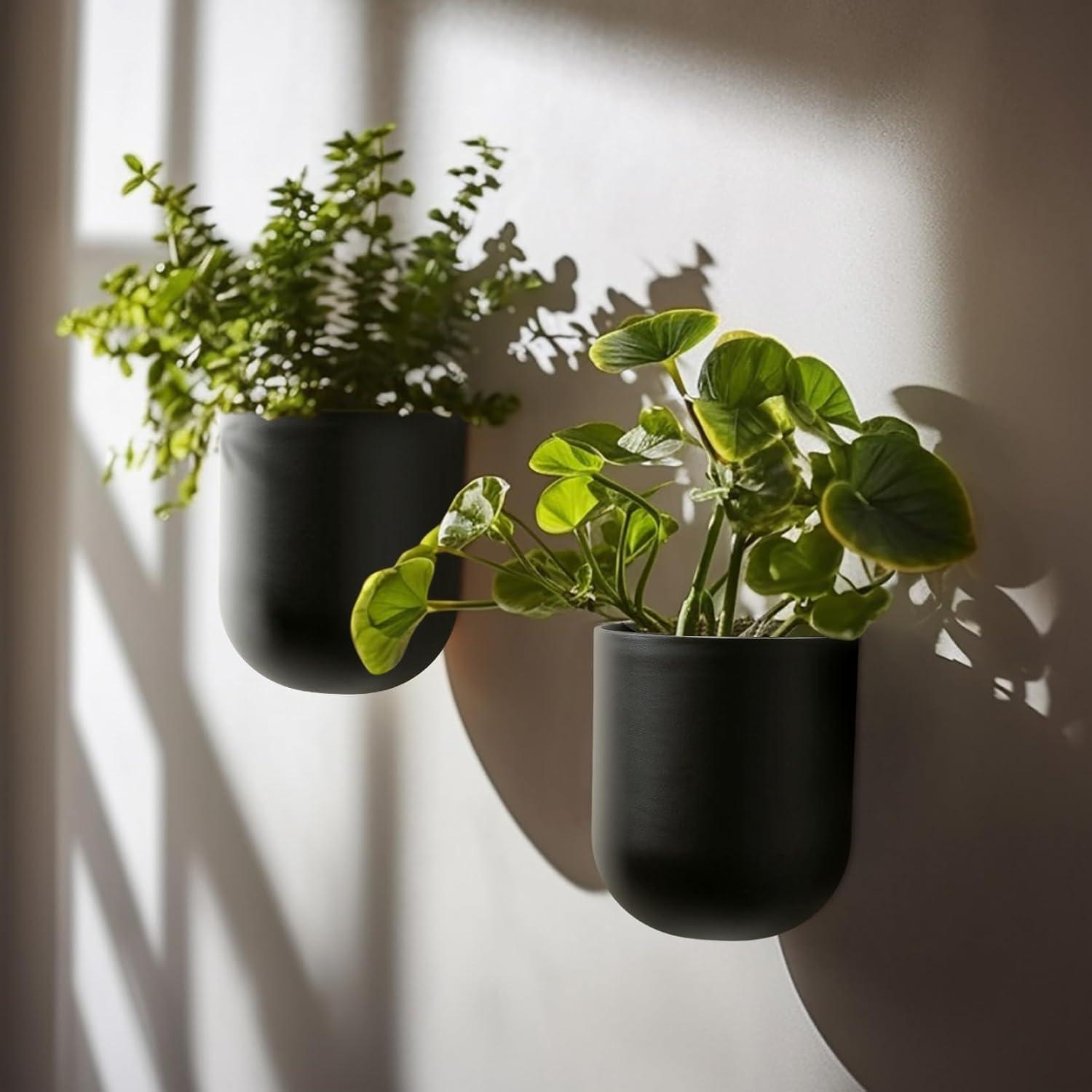 Macetas Colgantes para Plantas LA JOLIE MUSE, Juego de 2, Negro