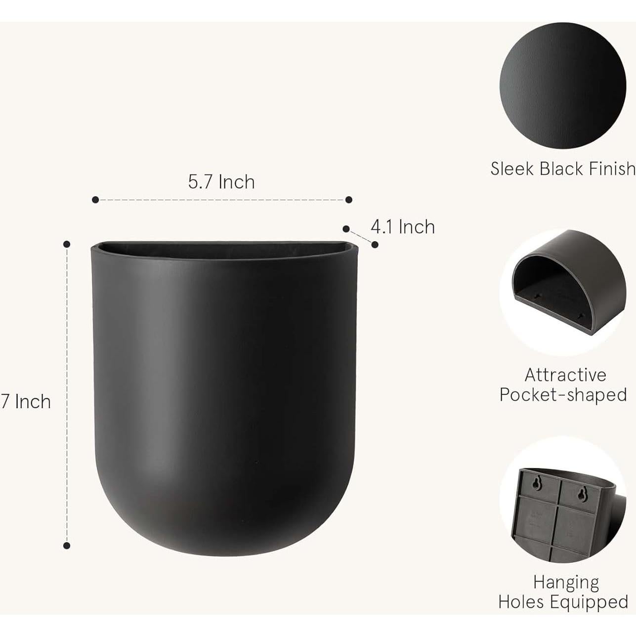 Macetas Colgantes para Plantas LA JOLIE MUSE, Juego de 2, Negro