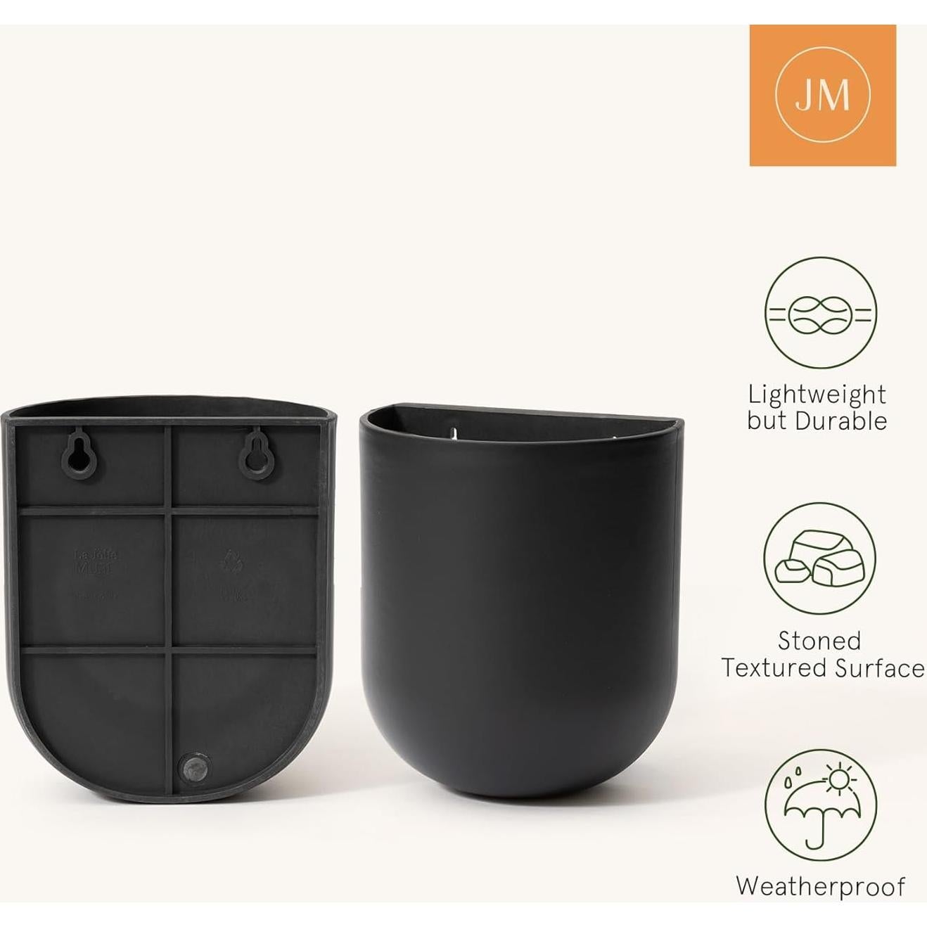 Macetas Colgantes para Plantas LA JOLIE MUSE, Juego de 2, Negro