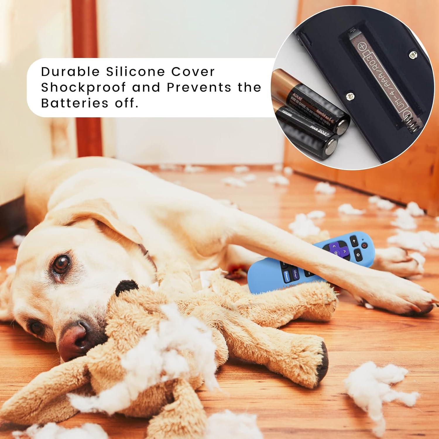 Glowing Blue Remote Cover Replacement for Roku Voice Remote (Official) Control RCA1R, RC-GZ1- Anti-Slip Silicone Case with Lanyard, Glow in The Dark