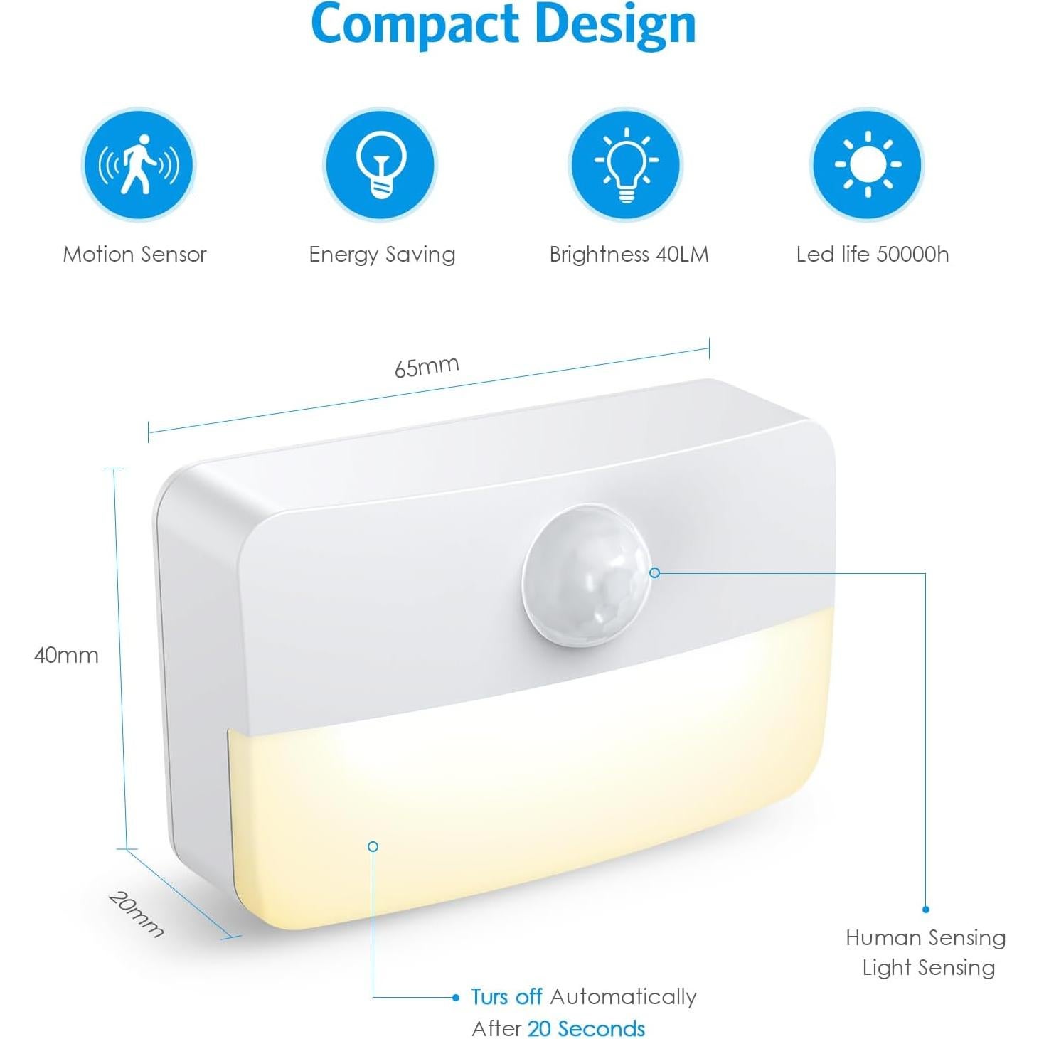 AMIR Luz de Escalera LED con Sensor de Movimiento - 2 Piezas