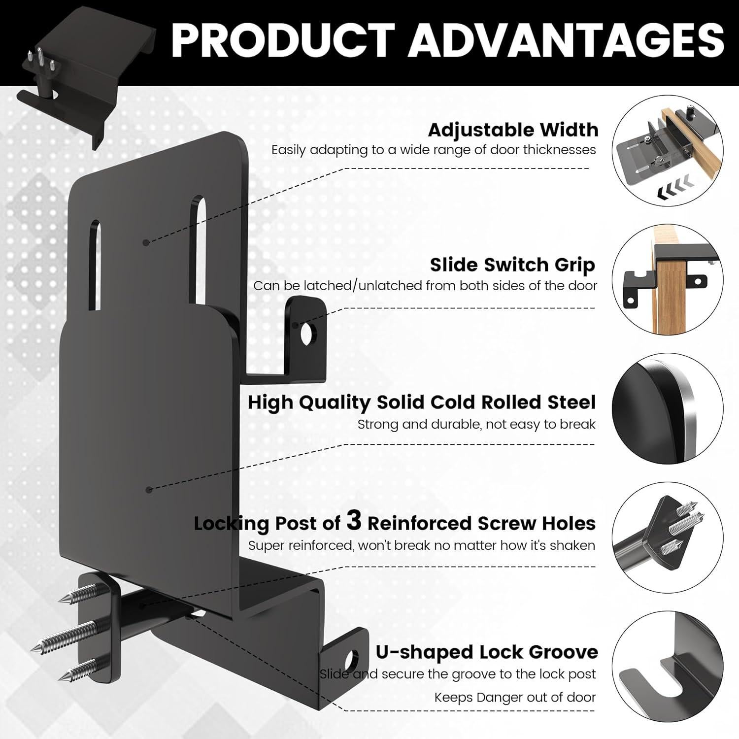 Cerradura Superior Ajustable de Seguridad para Niños - Negra