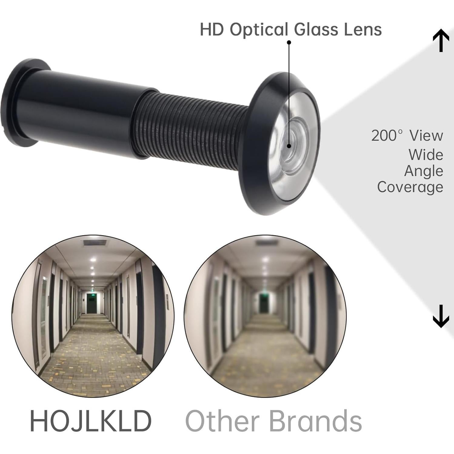 Mirador de Puerta HOJLKLD 200 Grados con Broca 16mm Negro