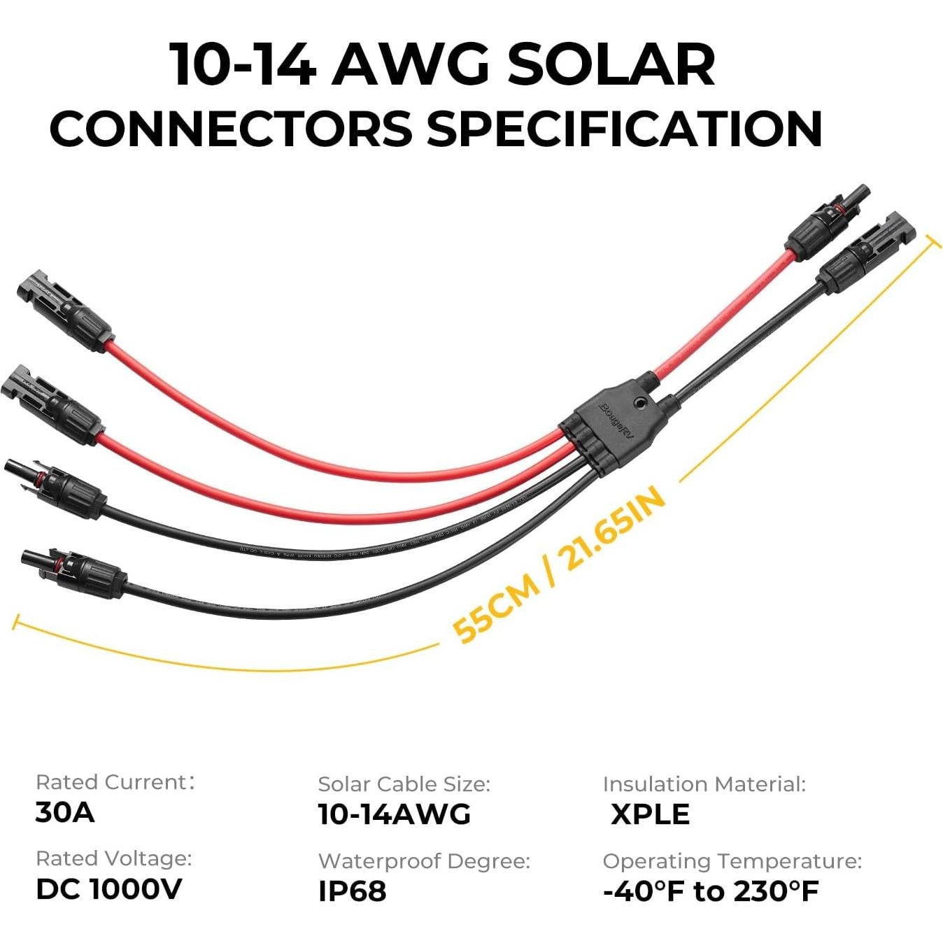 Conectores Solares Paralelos BougeRV MFF/FMM 10AWG 30cm
