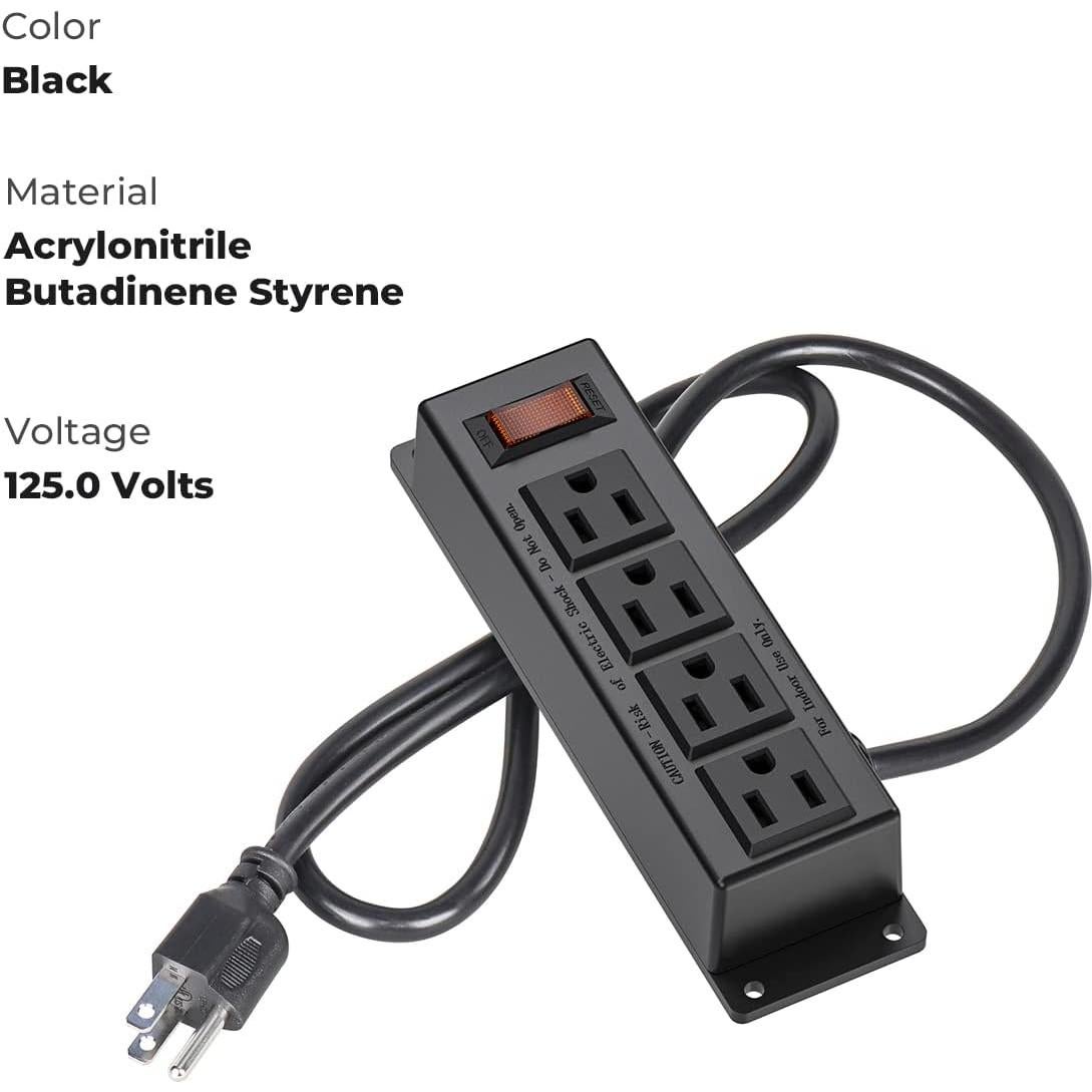 Regleta de Enchufes Montable ICEELEC 4 Salidas 0.91m Negro