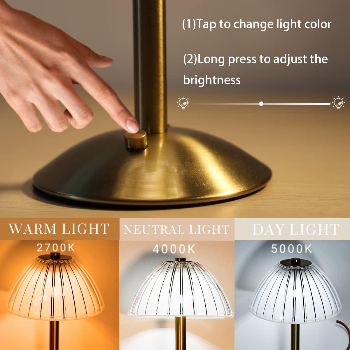 Juego de 2 lámparas de mesa LED TIMEGOA con batería 1600 mAh