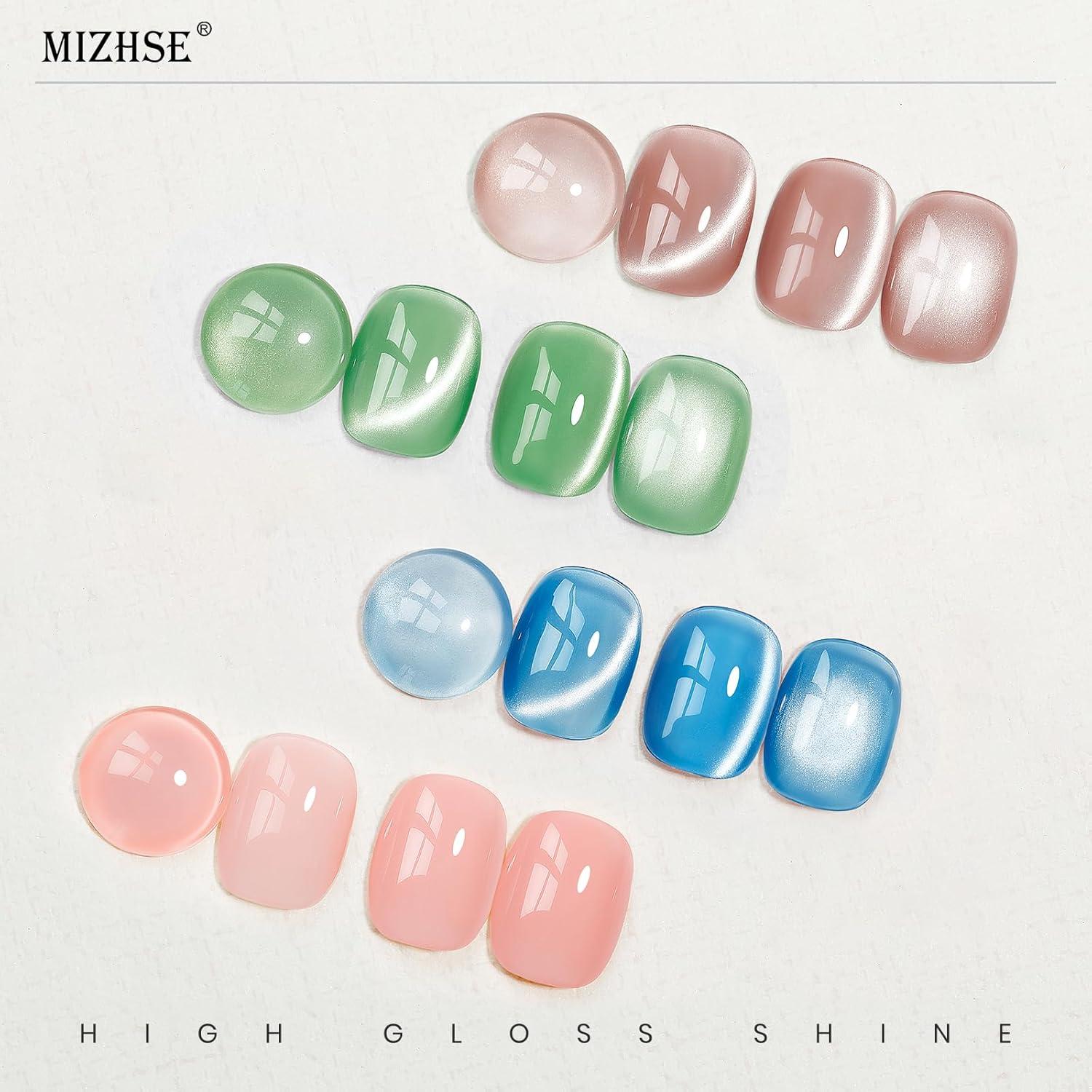 Esmalte de Uñas en Gel MIZHSE Cat Eye 3 Colores + Varita