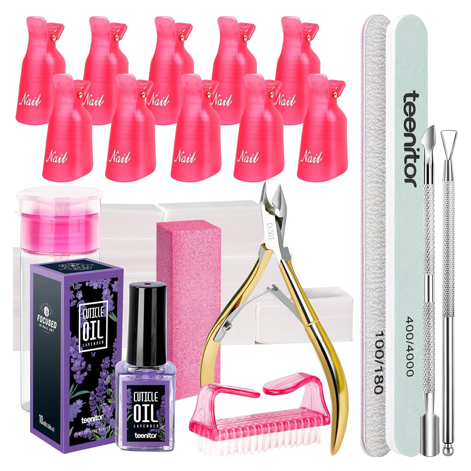 Kit Removedor de Esmalte Gel Teenitor Rosa - 10 Piezas