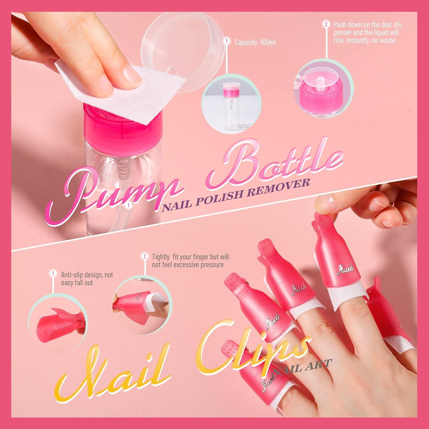 Kit Removedor de Esmalte Gel Teenitor Rosa - 10 Piezas