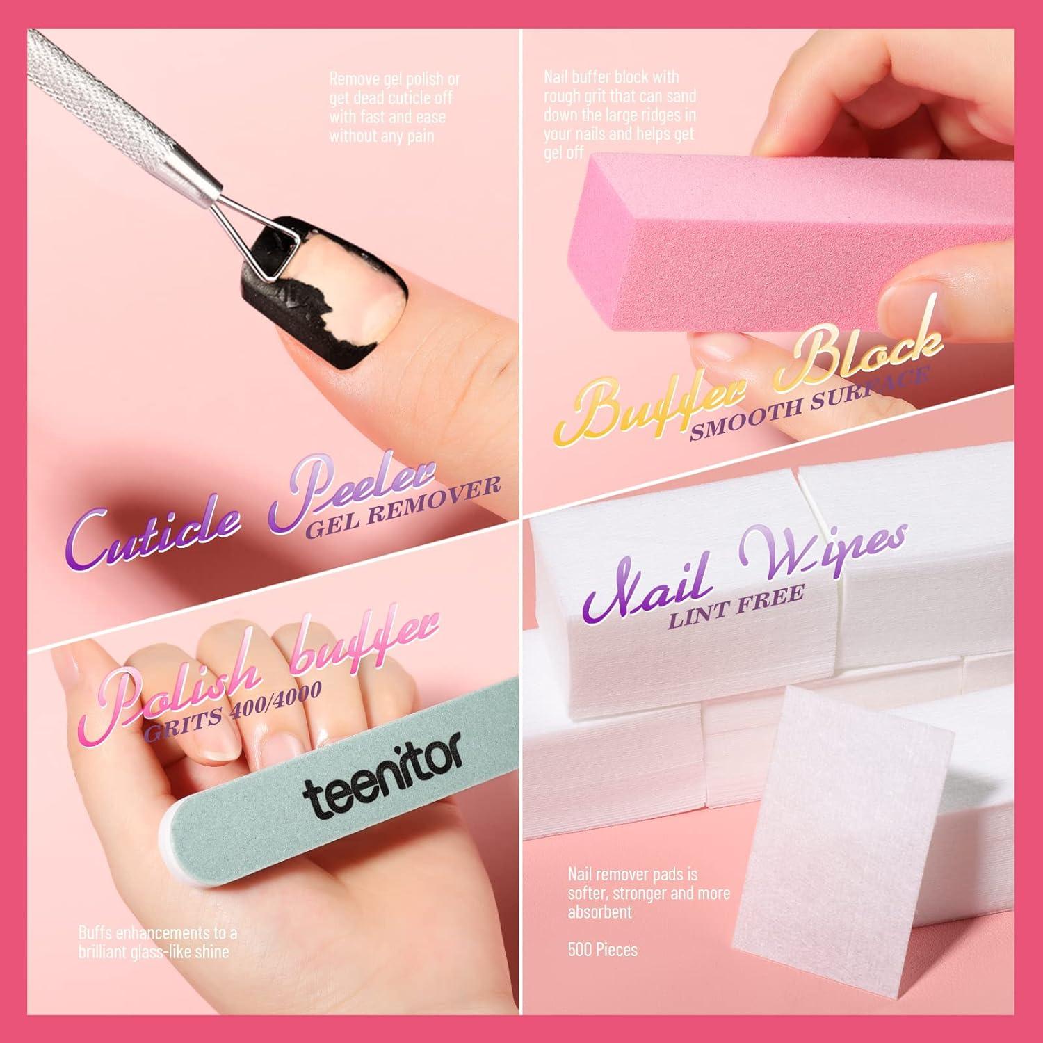 Kit Removedor de Esmalte Gel Teenitor Rosa - 10 Piezas