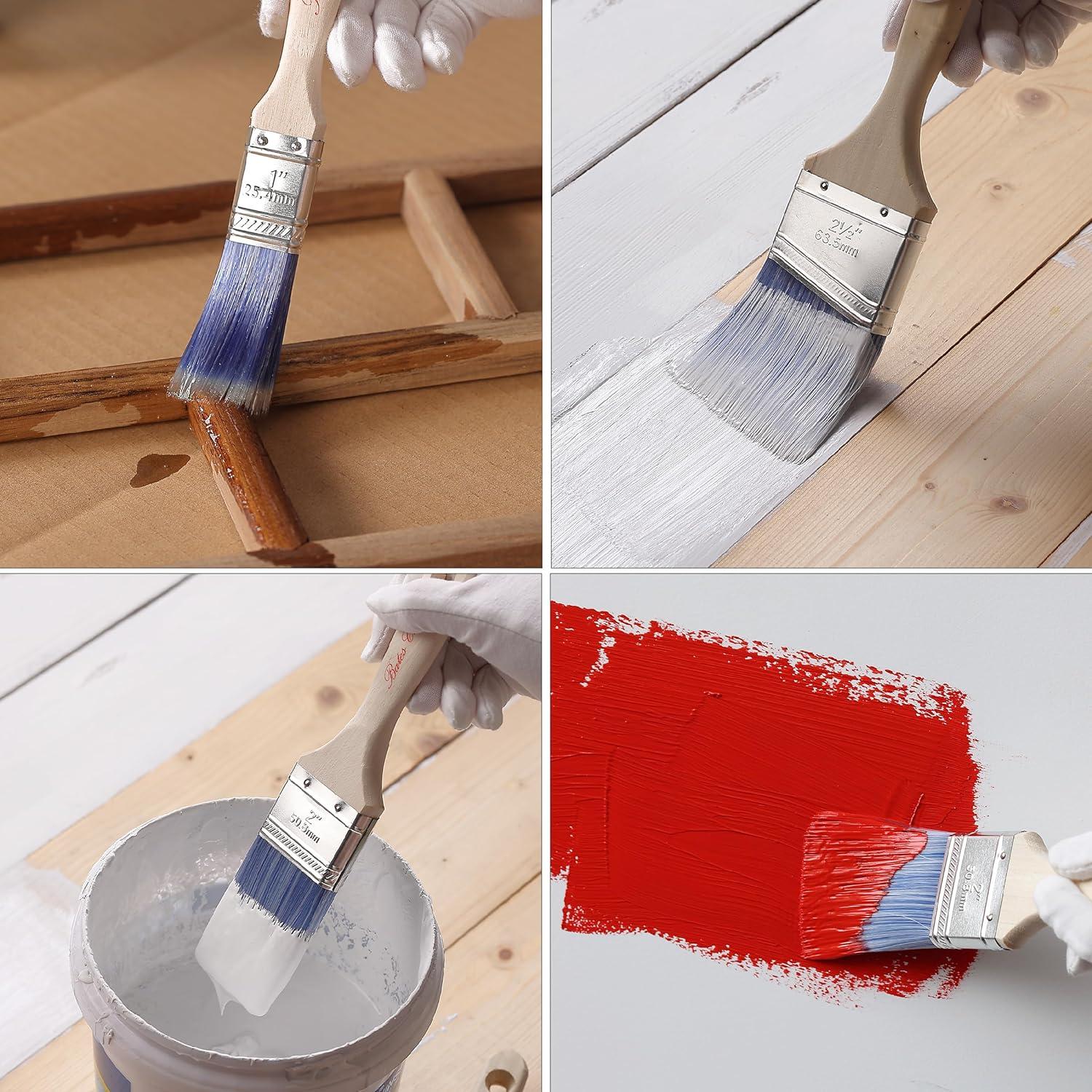 Pinceles de Pintura Bates - 6 Tamaños, Mango de Madera