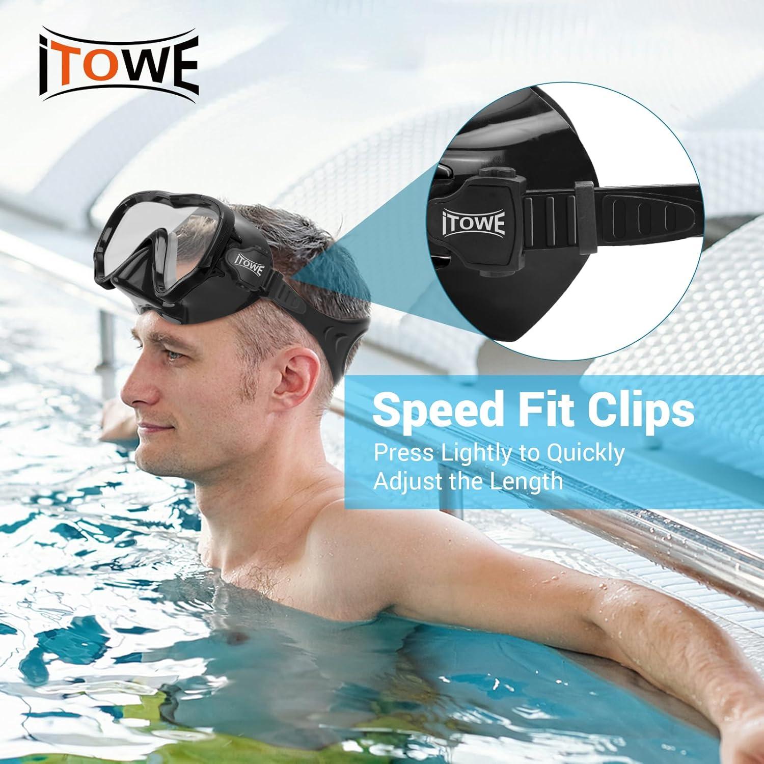Gafas de Natación iTOWE Adultos Vidrio Templado 180° Antivaho