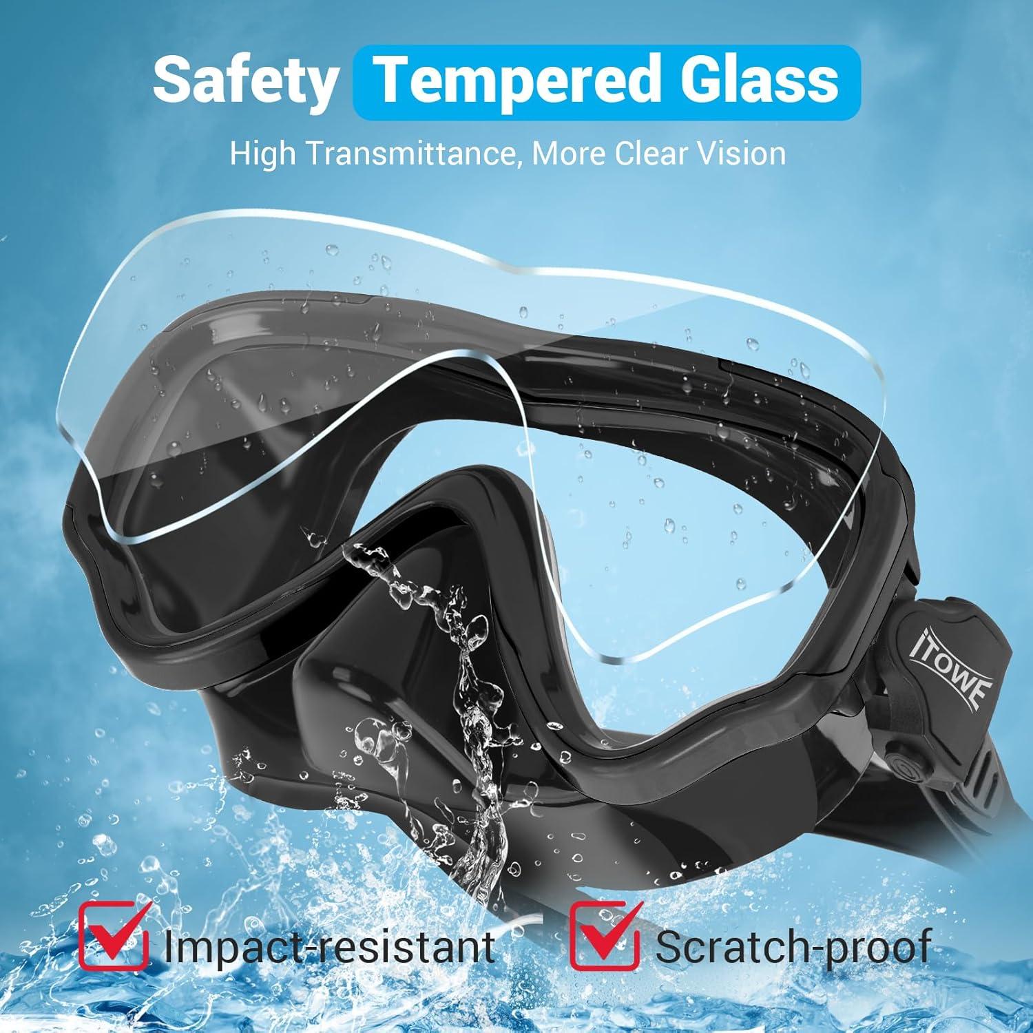 Gafas de Natación iTOWE Adultos Vidrio Templado 180° Antivaho