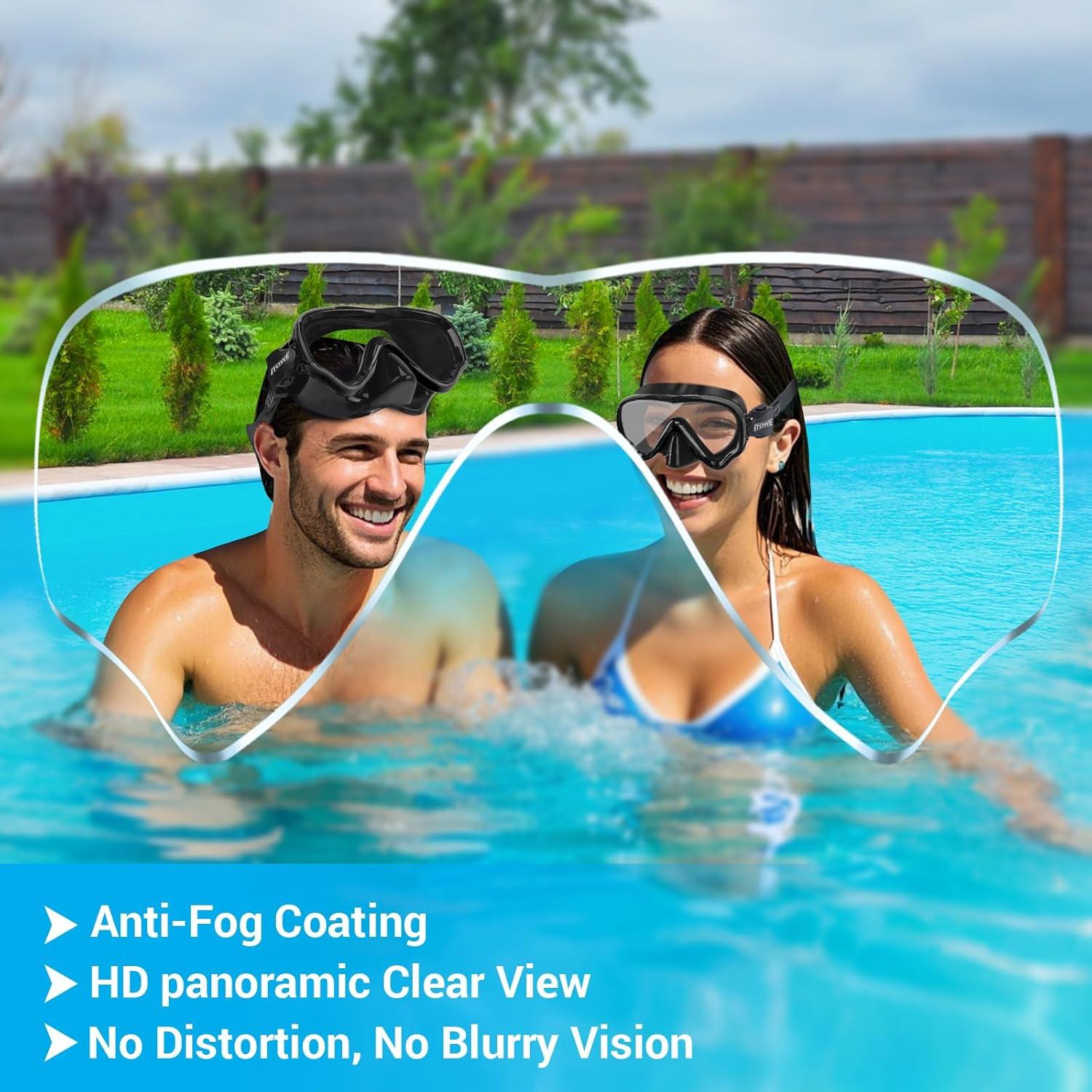 Gafas de Natación iTOWE Adultos Vidrio Templado 180° Antivaho