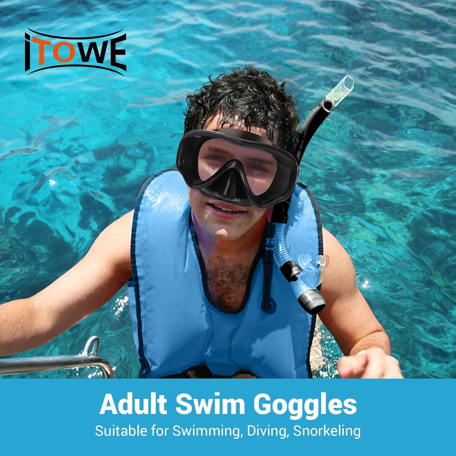 Gafas de Natación iTOWE Adultos Vidrio Templado 180° Antivaho