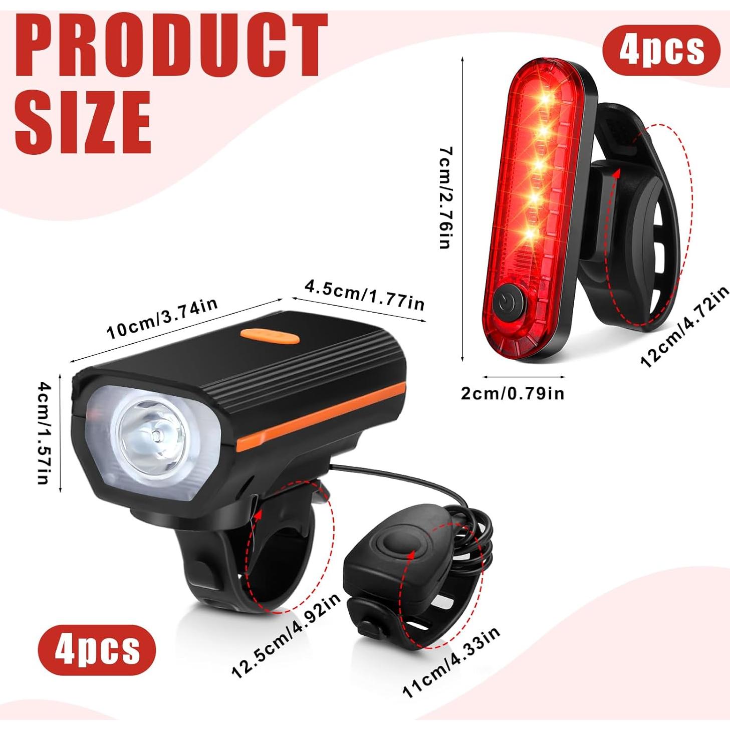 Conjunto de Luces LED para Bicicleta Hanaive TE3533 4 Juegos